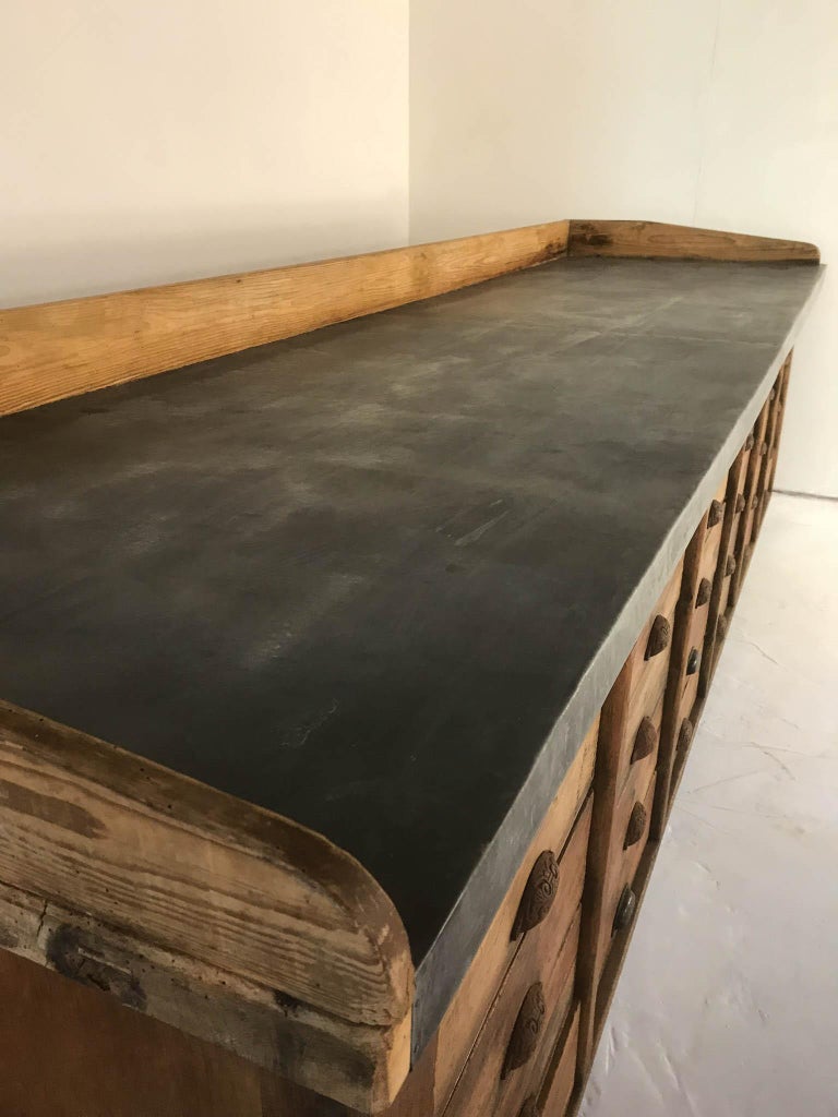 20th Century Vintage Industrial Pine Baker's Table Kitchen ...