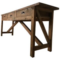 20th Century Used Industrial Workbench, Worktable, Kitchen Island, Sideboard