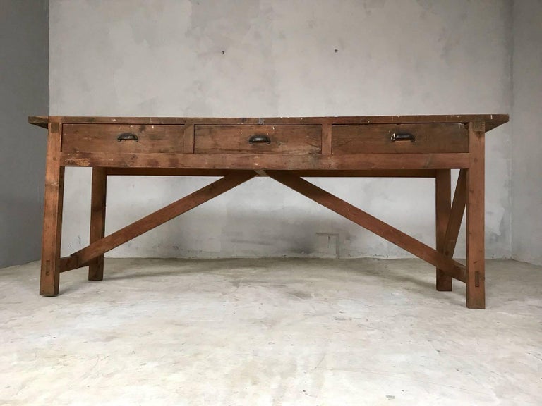 20th Century Vintage Industrial Workbench, Worktable ...