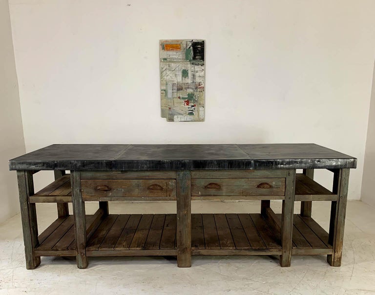 20th Century Vintage Industrial Zinc Top Carpenter's ...