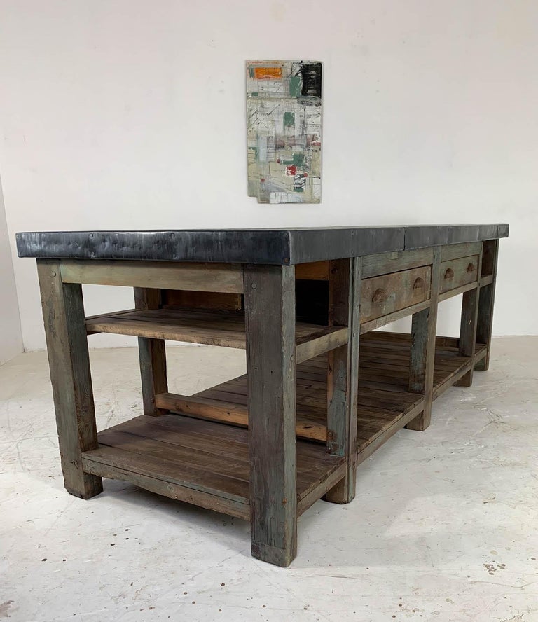 20th Century Vintage Industrial Zinc Top Carpenter's ...