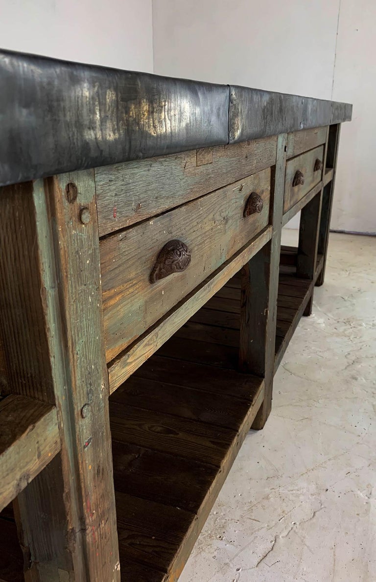 20th Century Vintage Industrial Zinc Top Carpenter's ...