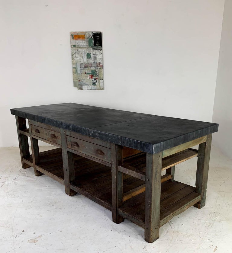 20th Century Vintage Industrial Zinc Top Carpenter's ...