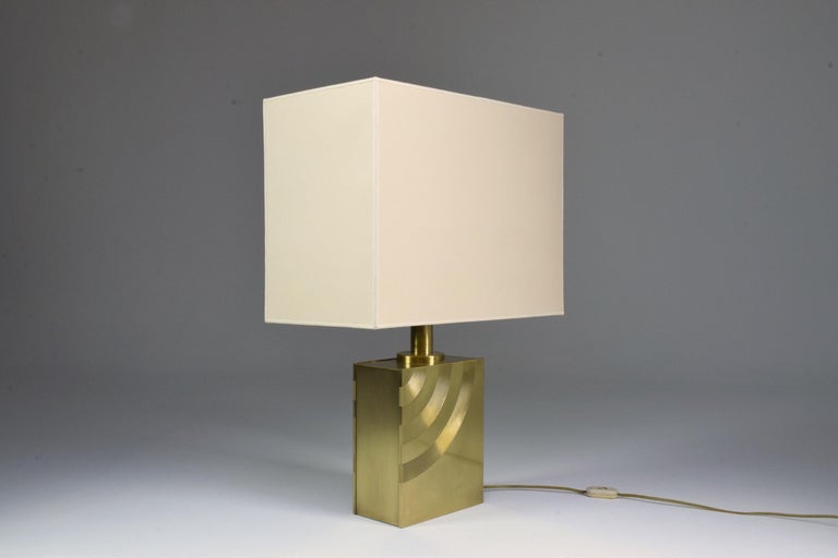 20th Century Vintage Italian Brass Table Lamp, 1970s In Good Condition For Sale In Paris, FR
