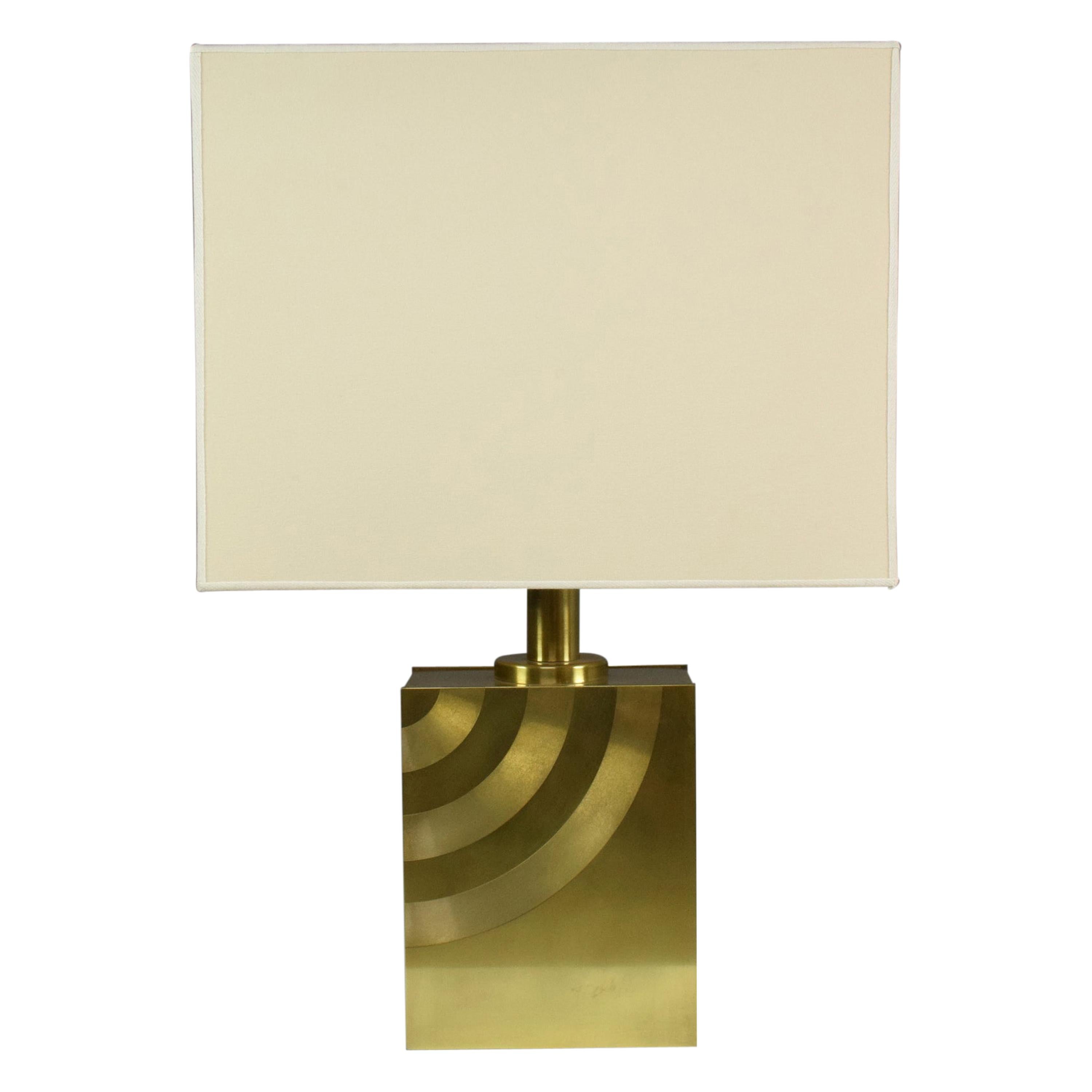  Italian Brass Statement Table Lamp, 1970s