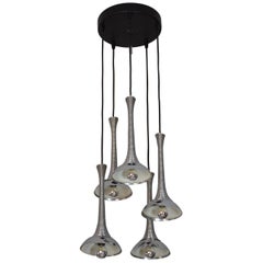 20th Century Vintage Italian Five-Light Chrome Pendant Light, 1970s