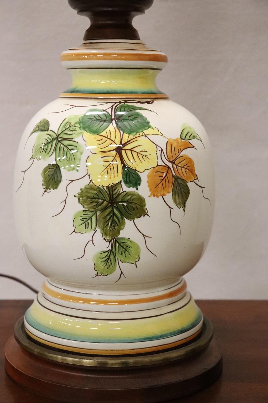 Hand-Painted 20th Century Vintage Italian Hand Painting Ceramic Table Lamp For Sale