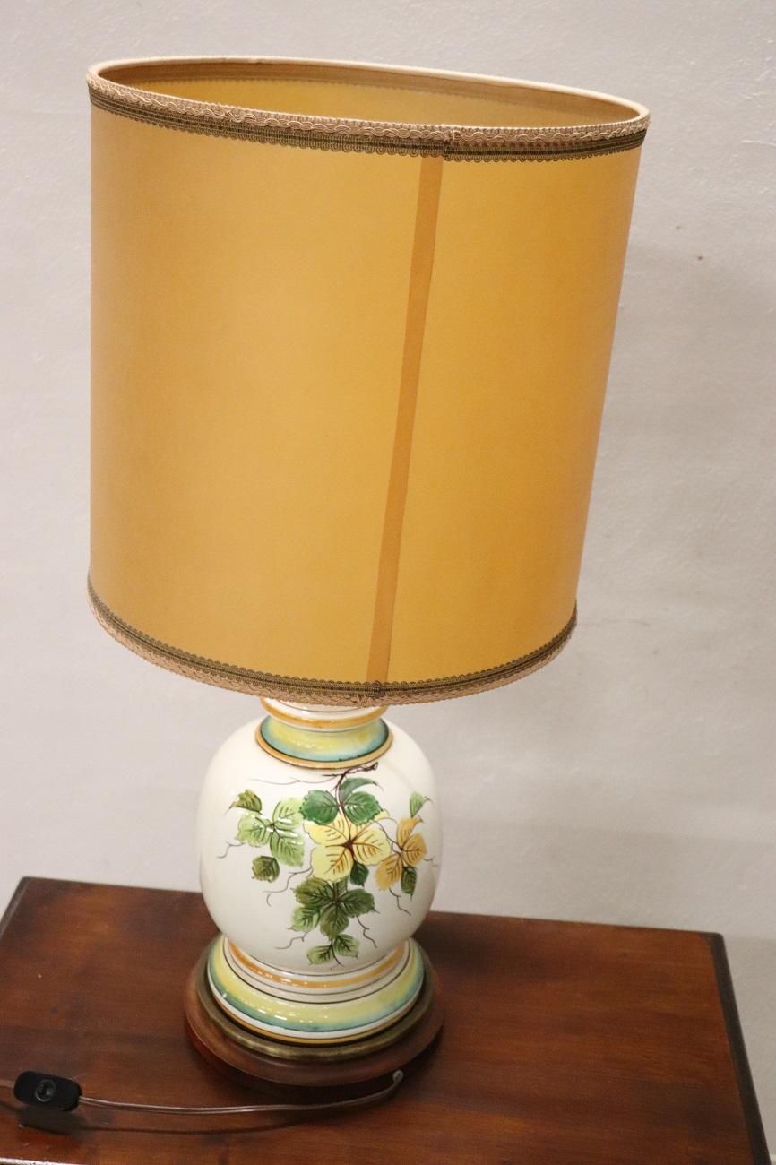 Late 20th Century 20th Century Vintage Italian Hand Painting Ceramic Table Lamp For Sale