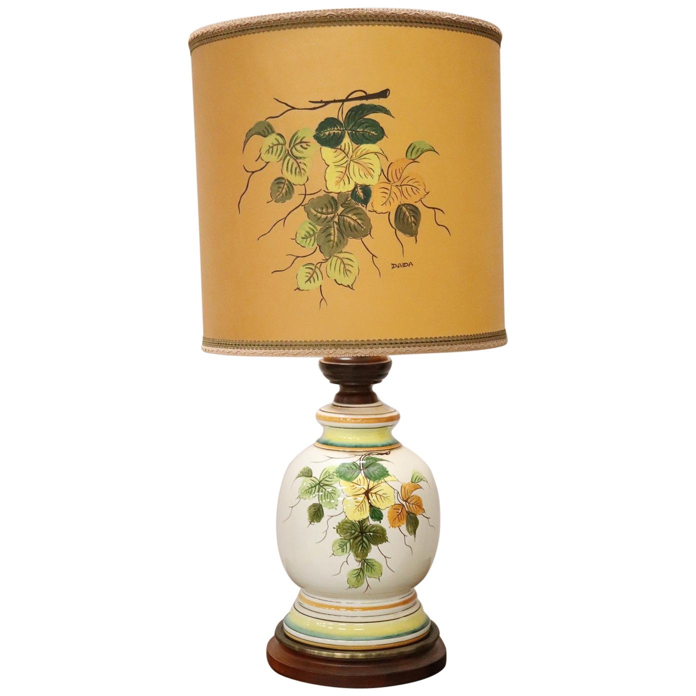 20th Century Vintage Italian Hand Painting Ceramic Table Lamp For Sale