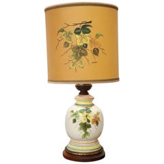 Lampe de table italienne vintage du XXe siècle en céramique peinte à la main