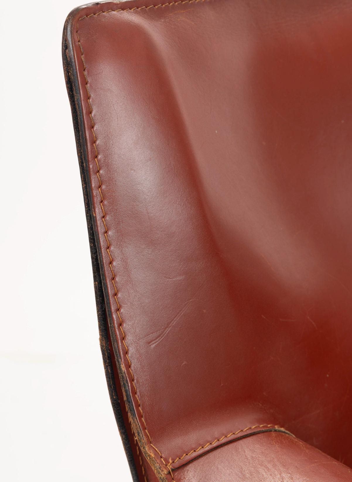 20th Century Vintage Italian Red Leather Chairs CAB by Mario Bellini for Cassina For Sale 1