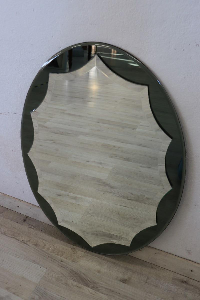 20th Century Vintage Italian Two Colors Oval Wall Mirror  For Sale 1