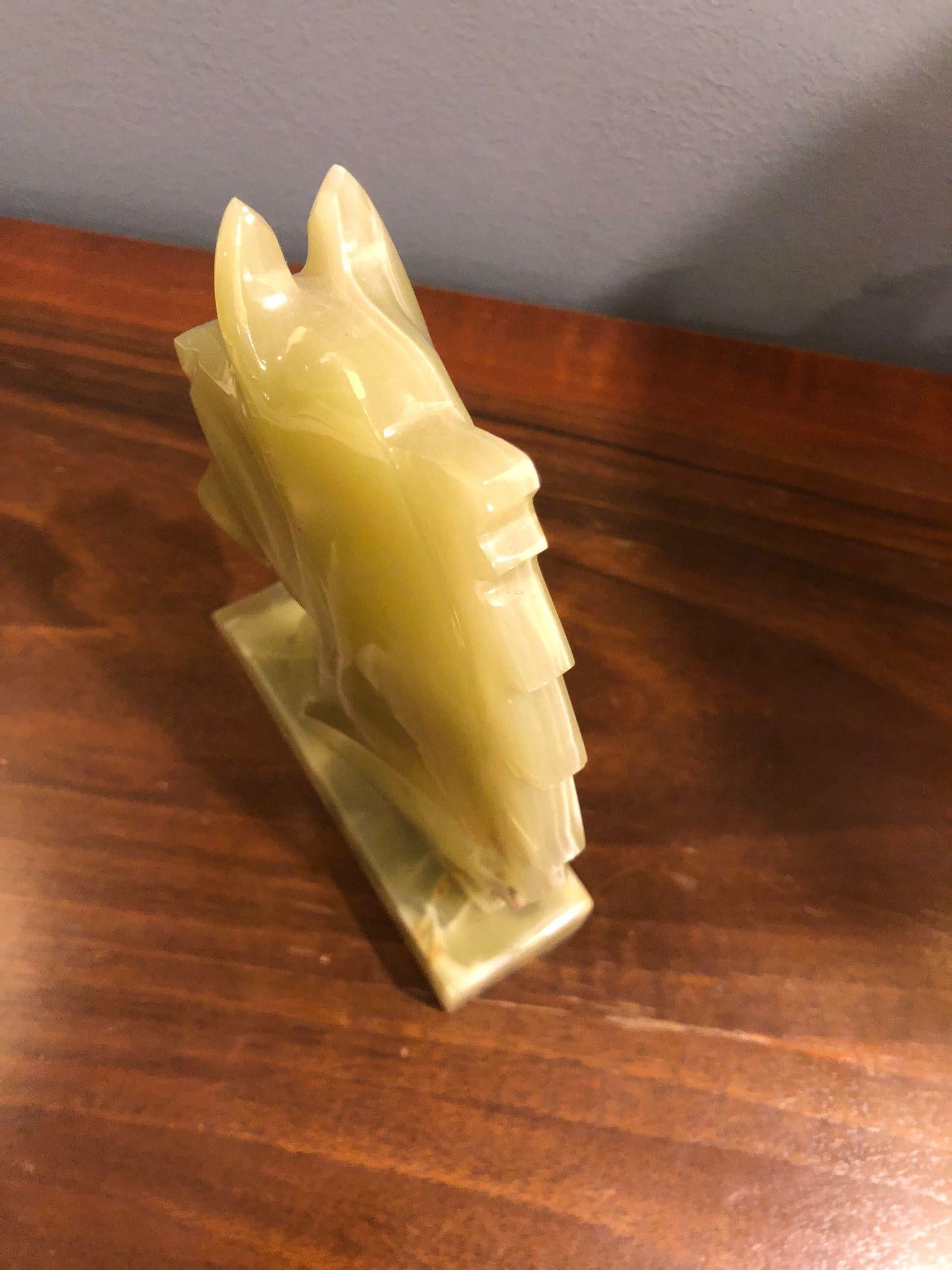Italian 20th Century, Vintage Jade Carved Horse Head Sculpture For Sale