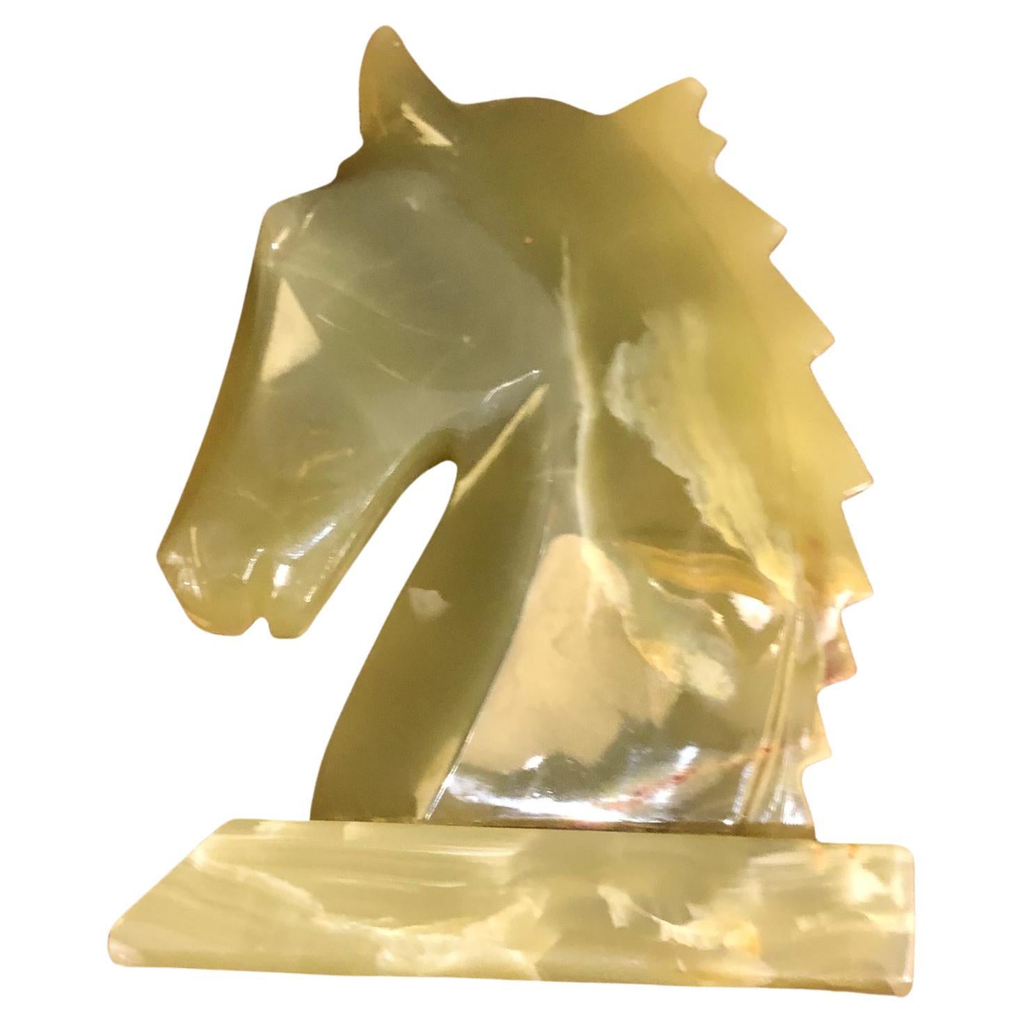 Sculpture vintage de tête de cheval en jade sculpté, XXe siècle