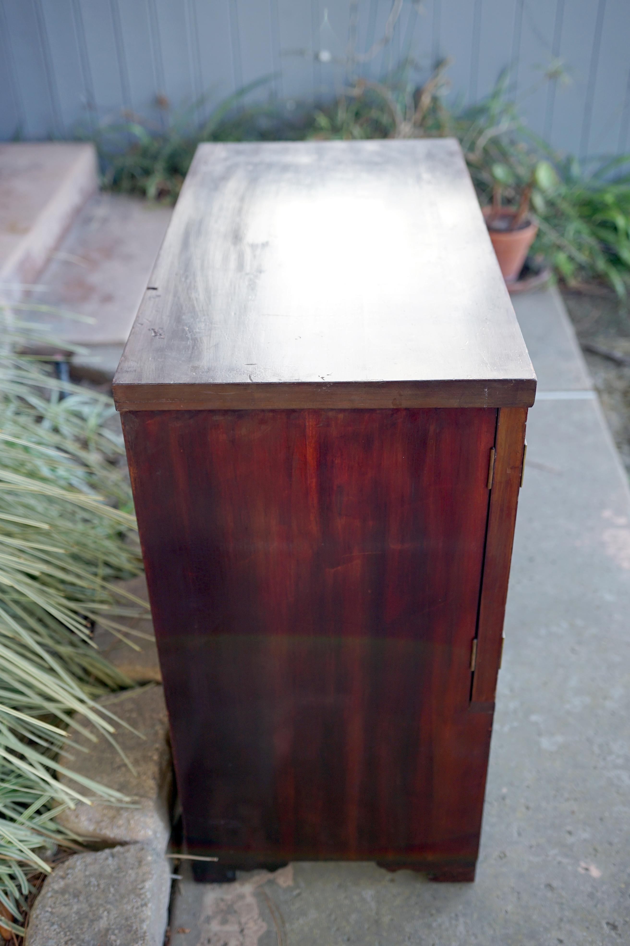 Chinese 20th Century Vintage Jewelry Storage Mahogany Tansu Chest with Original Lock For Sale