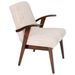 20th Century Used Light Cream Armchair by Mieczyslaw Puchala, 1960s