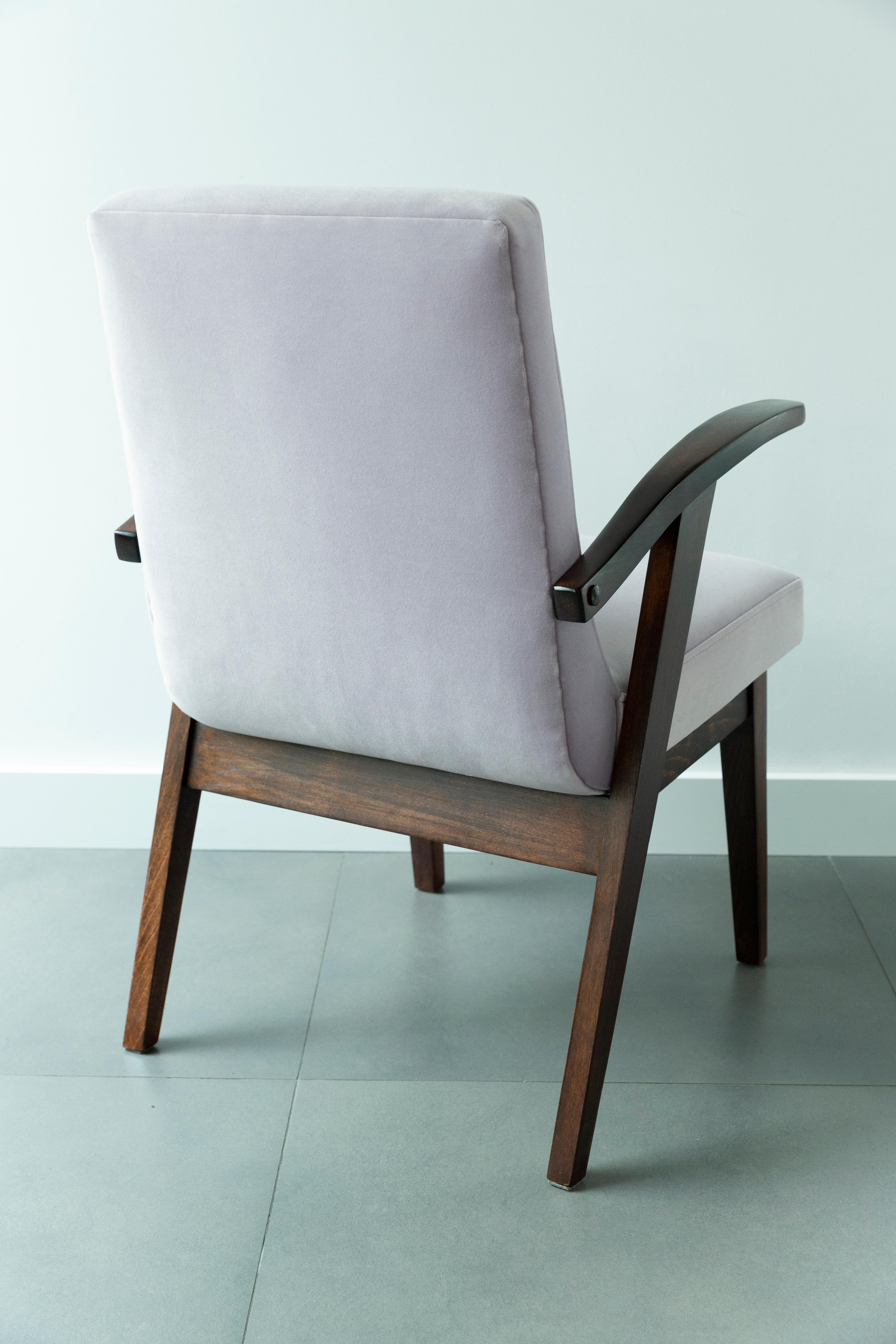 20th Century Vintage Light Violet Armchair by Mieczyslaw Puchala, 1960s For Sale 7