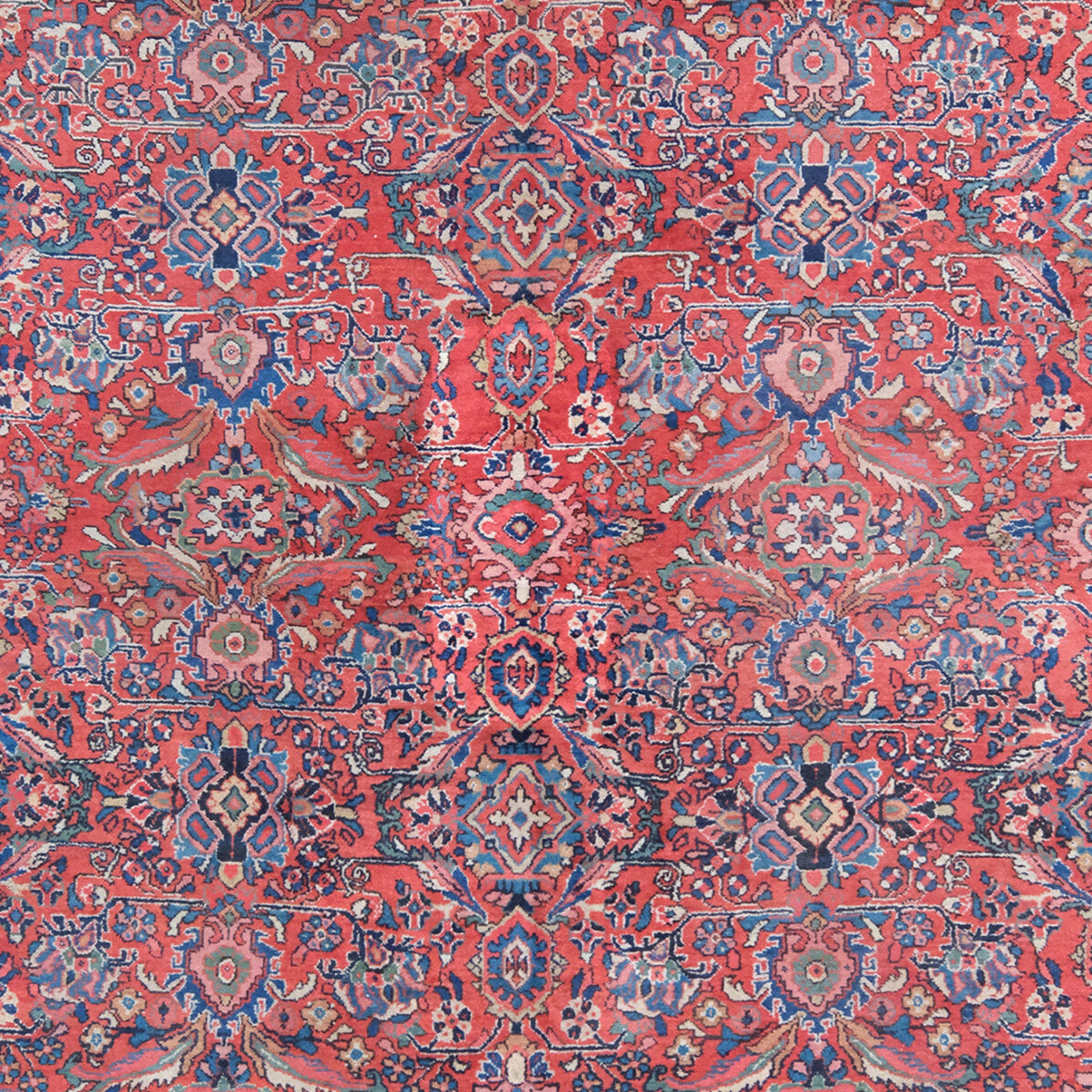 20th Century Vintage Mahal Carpet - Vintage Persian Wool Mahal Carpet, Area Rug In Good Condition For Sale In Sultanahmet, 34