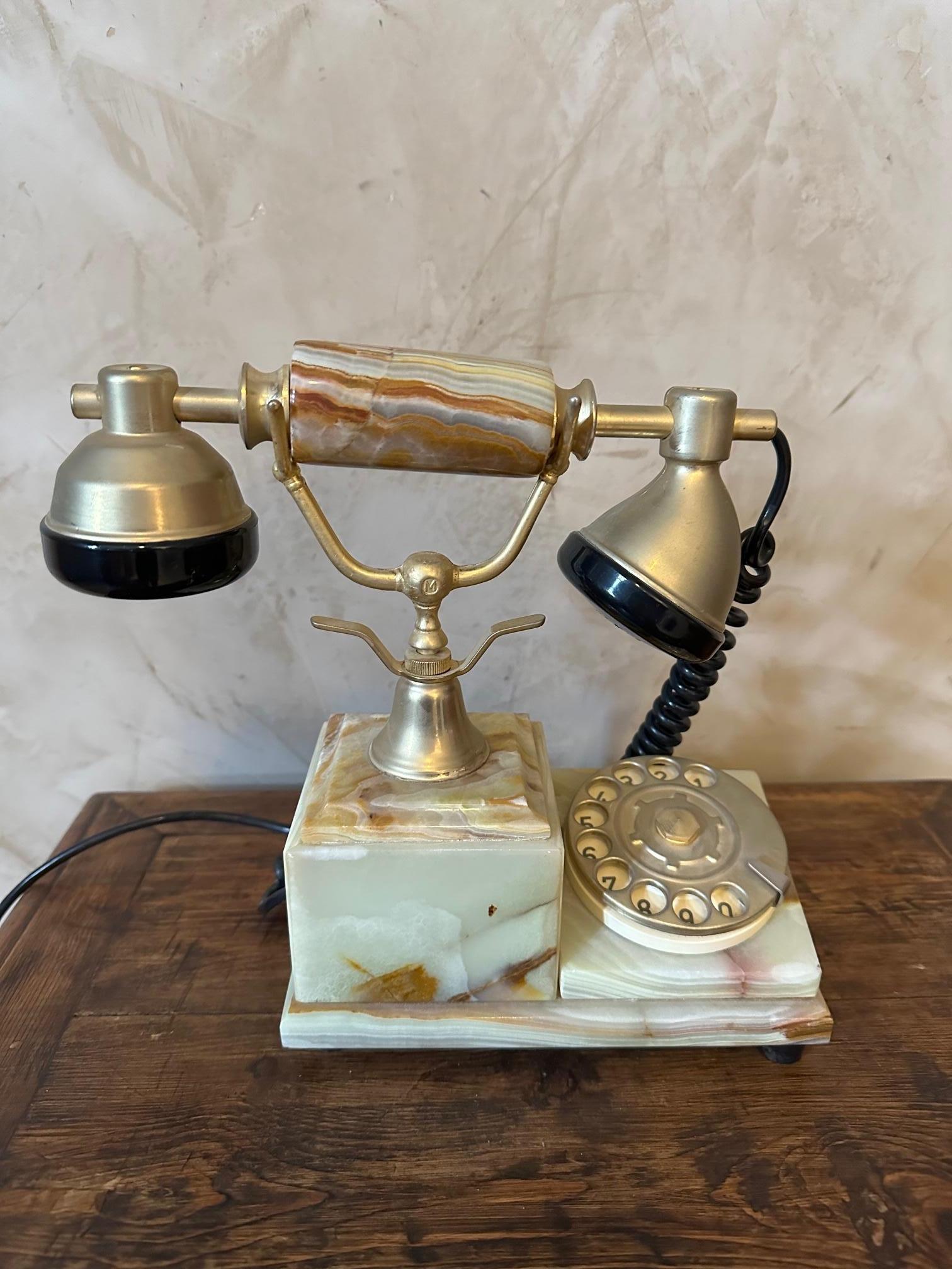 Vintage- Telefon aus Marmor und Messing des 20. Jahrhunderts aus Italien, 1960er Jahre (Italienisch) im Angebot