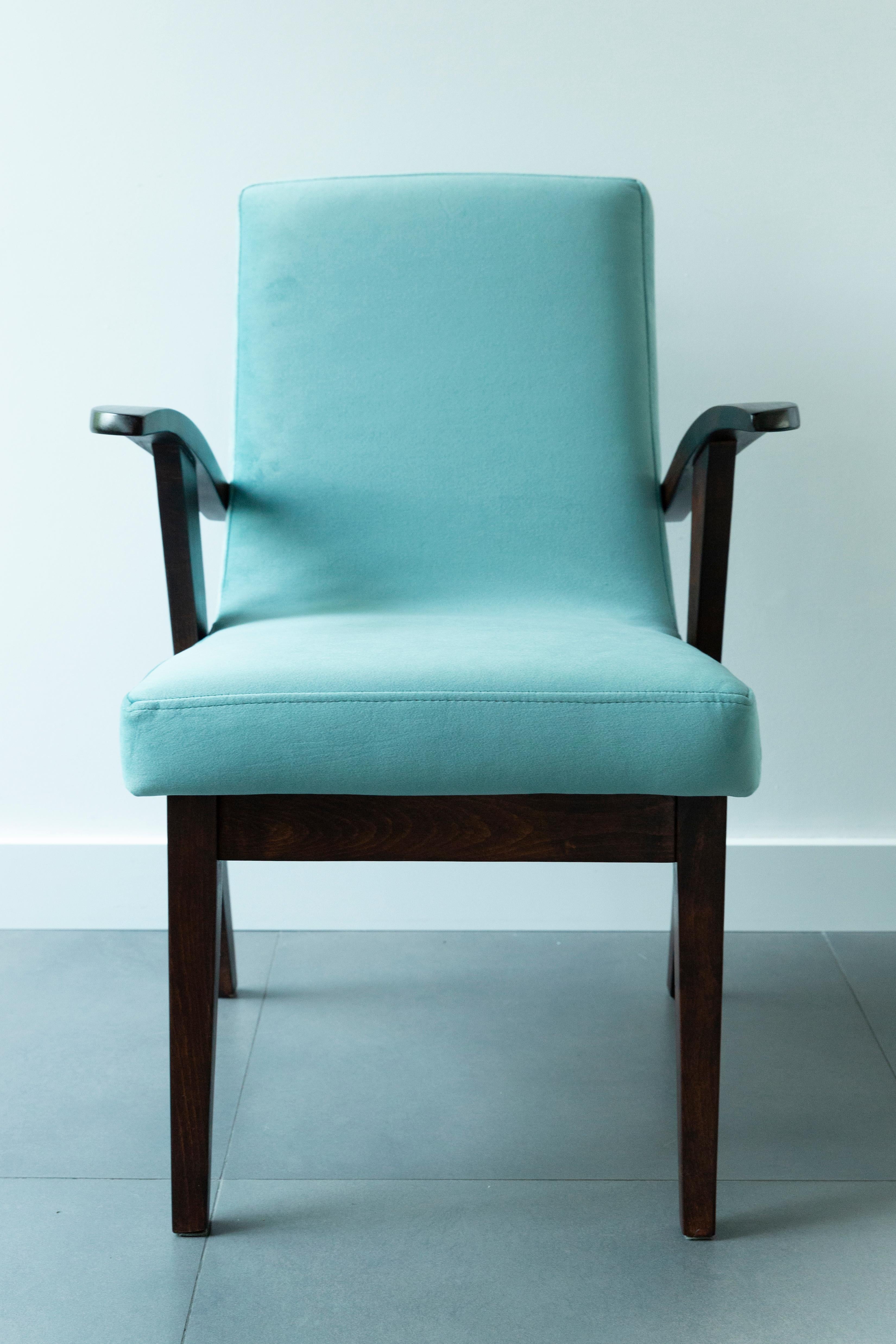 20th Century Vintage Mint Green Armchair by Mieczyslaw Puchala, 1960s For Sale 5