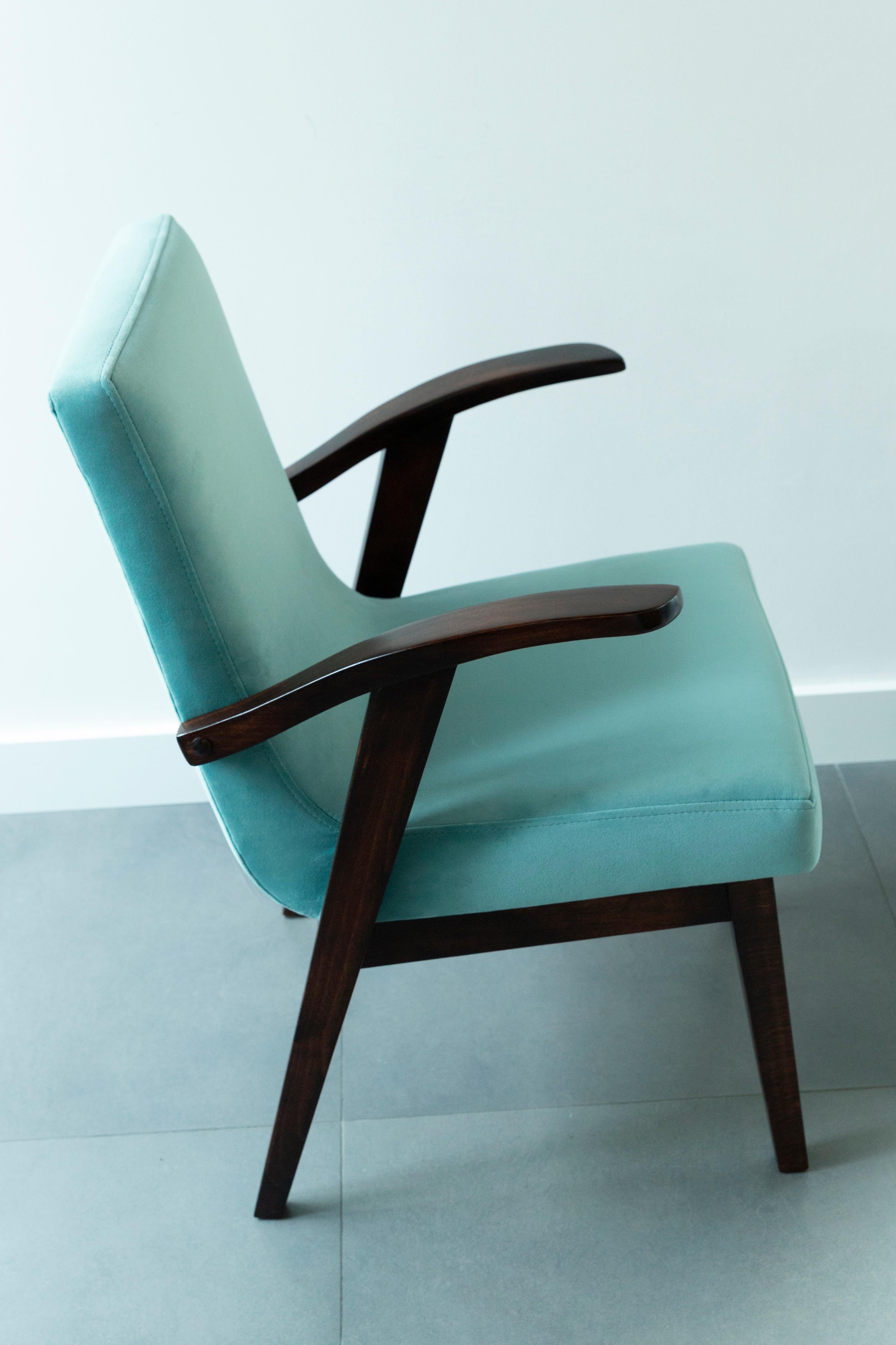 20th Century Vintage Mint Green Armchair by Mieczyslaw Puchala, 1960s For Sale 8
