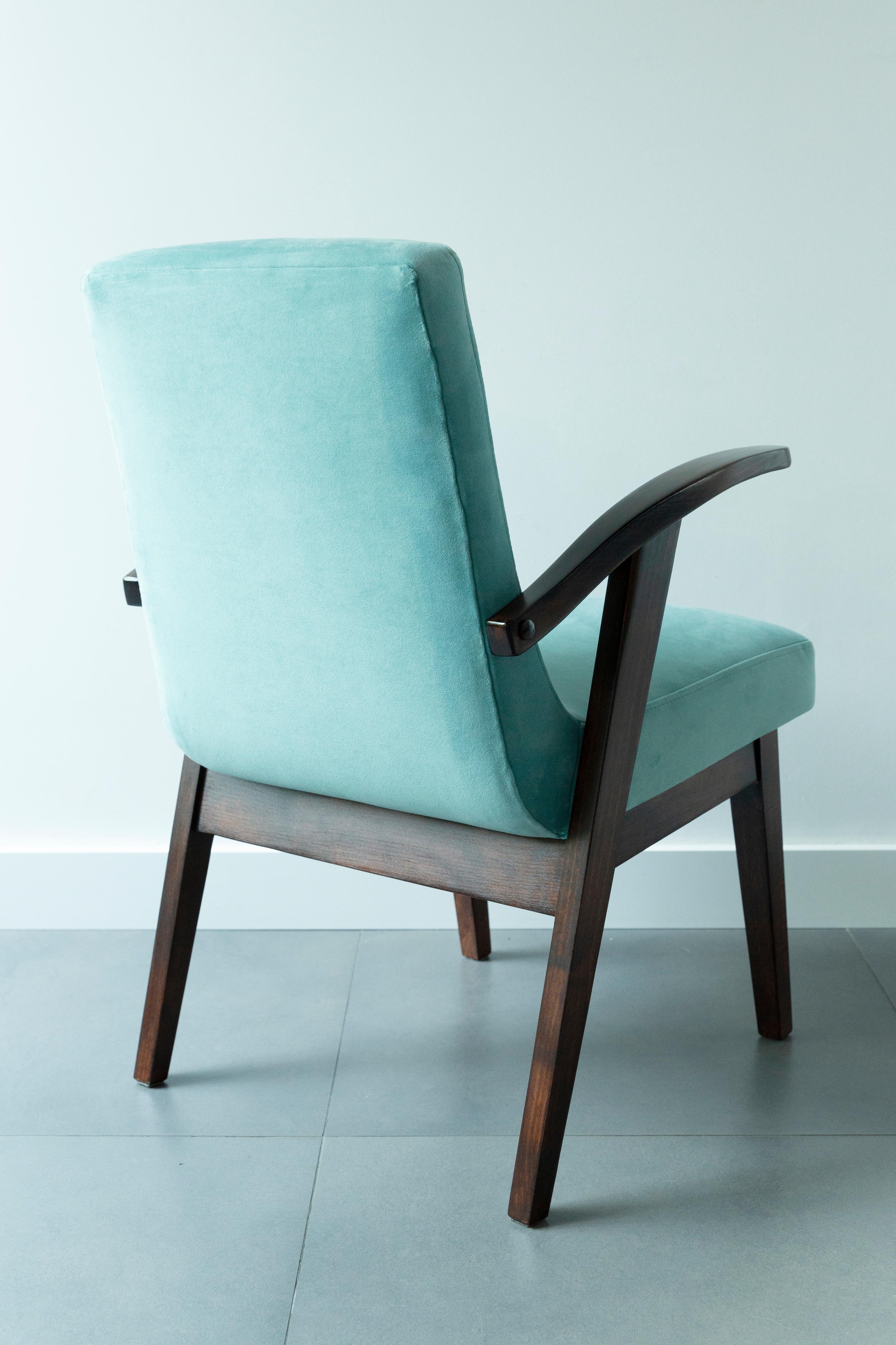 Mid-Century Modern 20th Century Vintage Mint Green Armchair by Mieczyslaw Puchala, 1960s For Sale