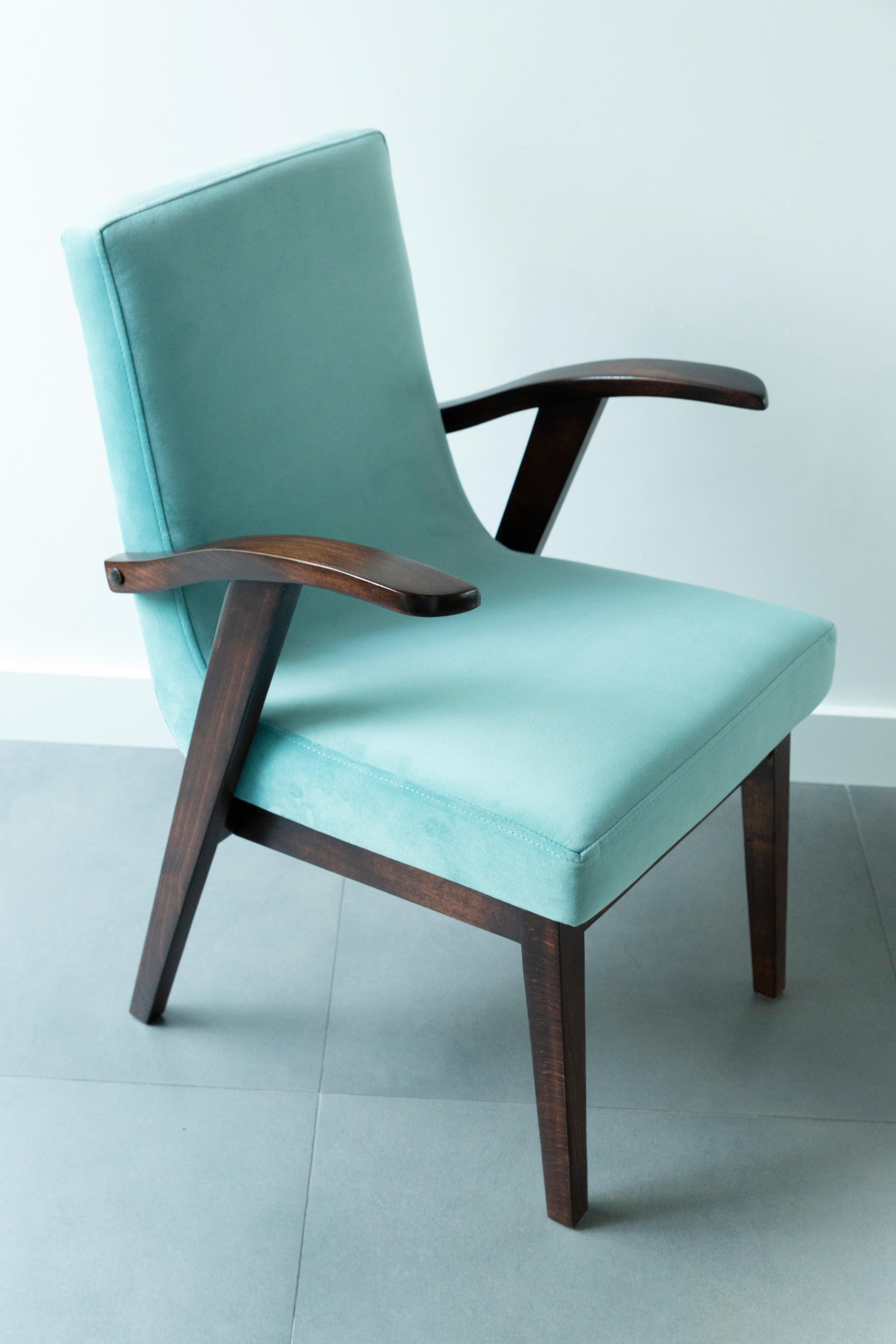 Polish 20th Century Vintage Mint Green Armchair by Mieczyslaw Puchala, 1960s For Sale