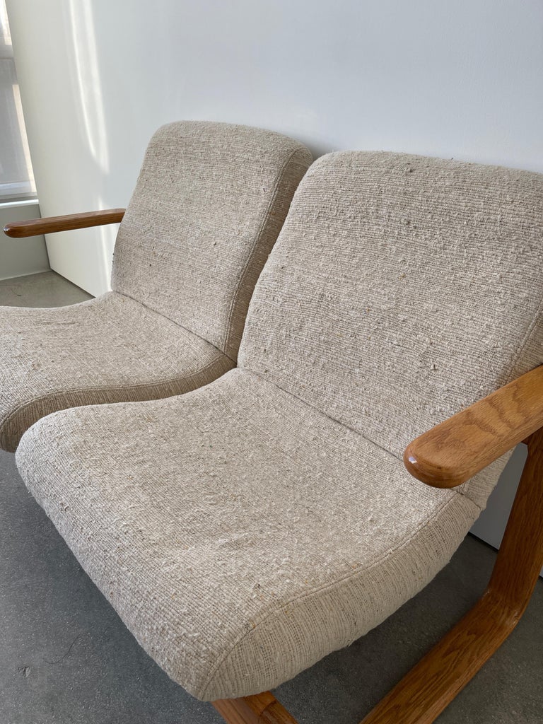 Wool 20th Century Vintage Oak Bentwood 2 Seater For Sale