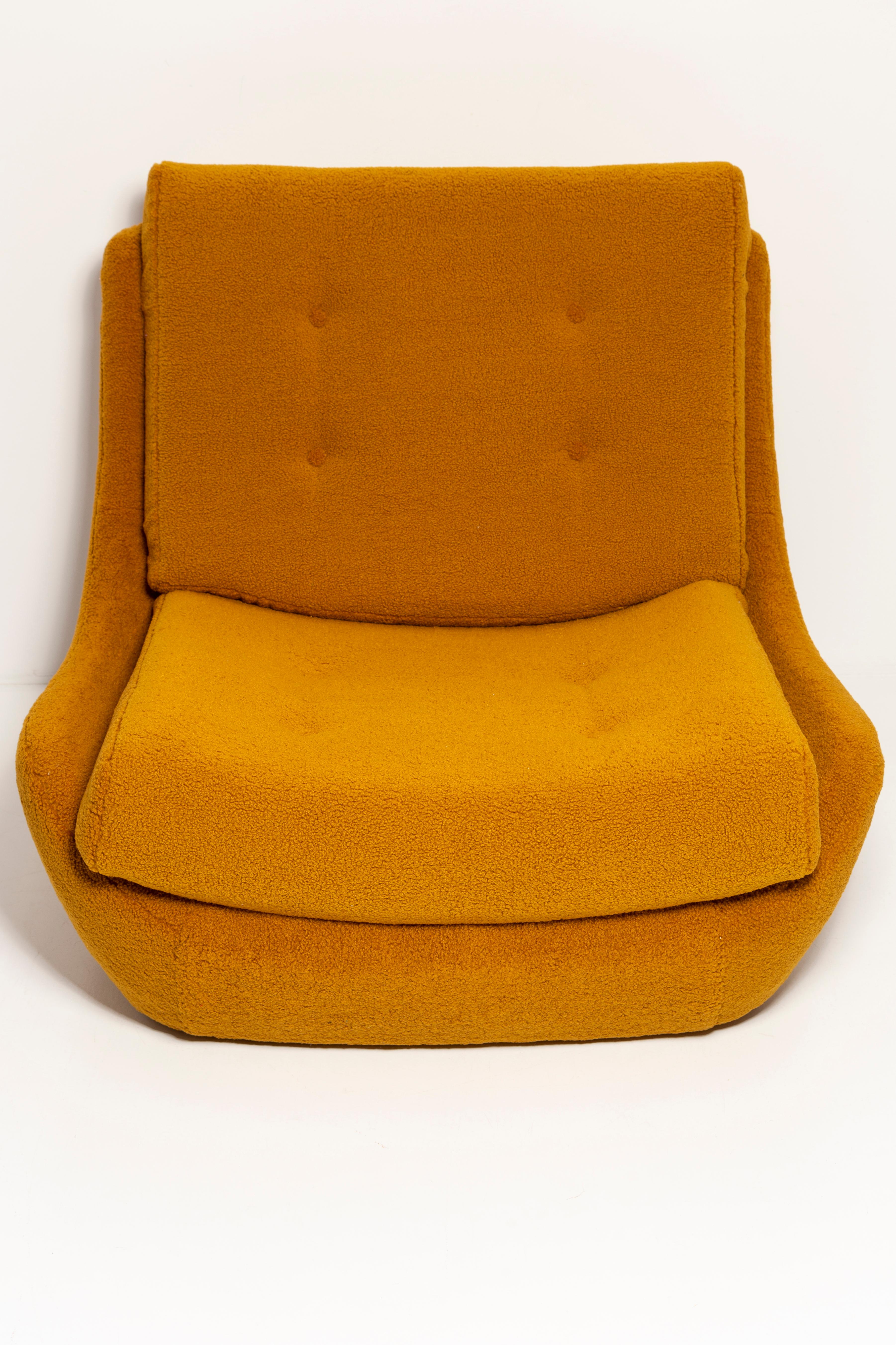 20th Century Vintage Ochre Yellow Boucle Atlantis Big Armchair, 1960s For Sale 4