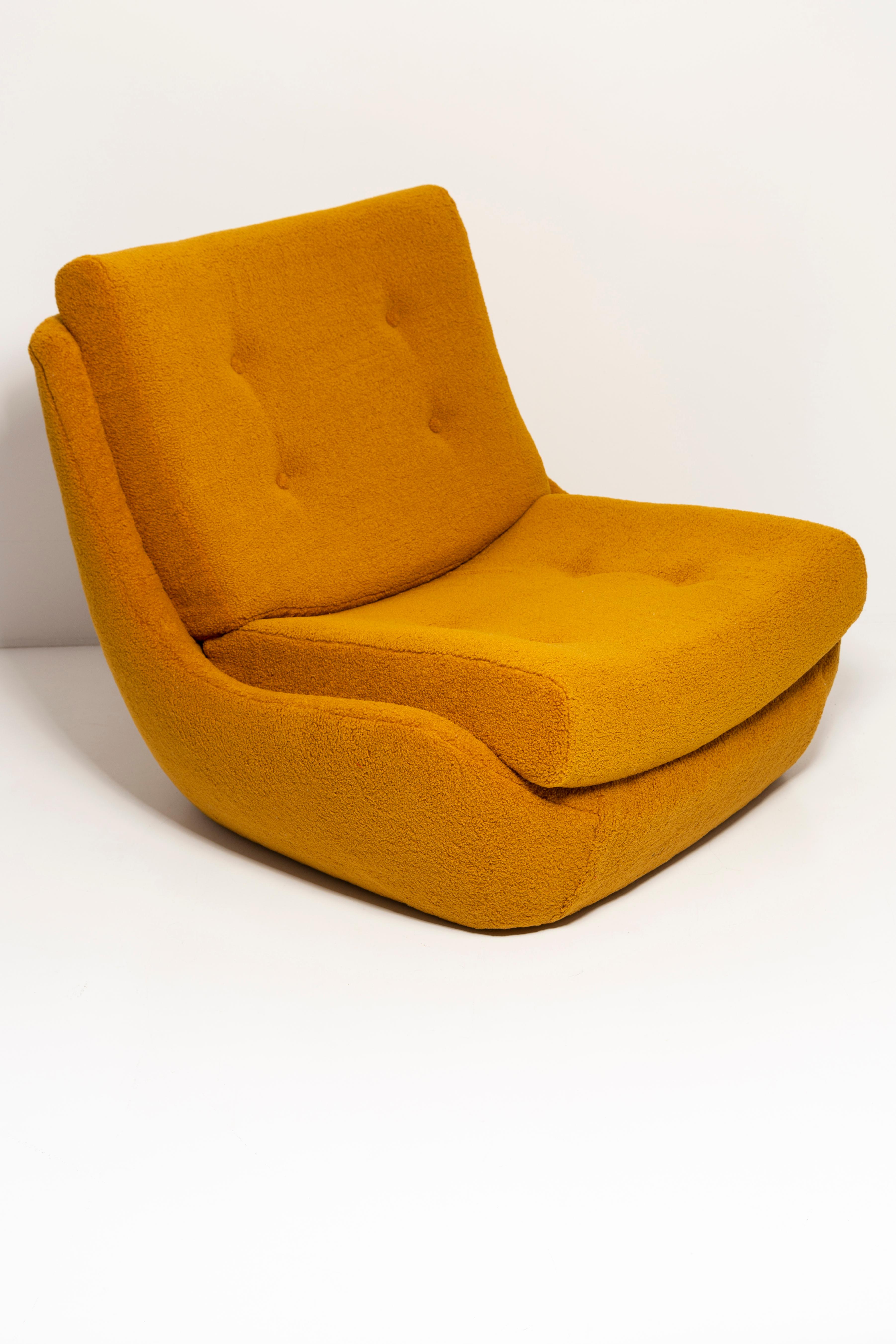 Atlantis armchair from the 1960s, produced in the Silesian furniture factory in Swiebodzin/Poland at the moment they are unique. 

Due to their dimensions, they perfectly blend in even in small apartments providing comfort and beautiful