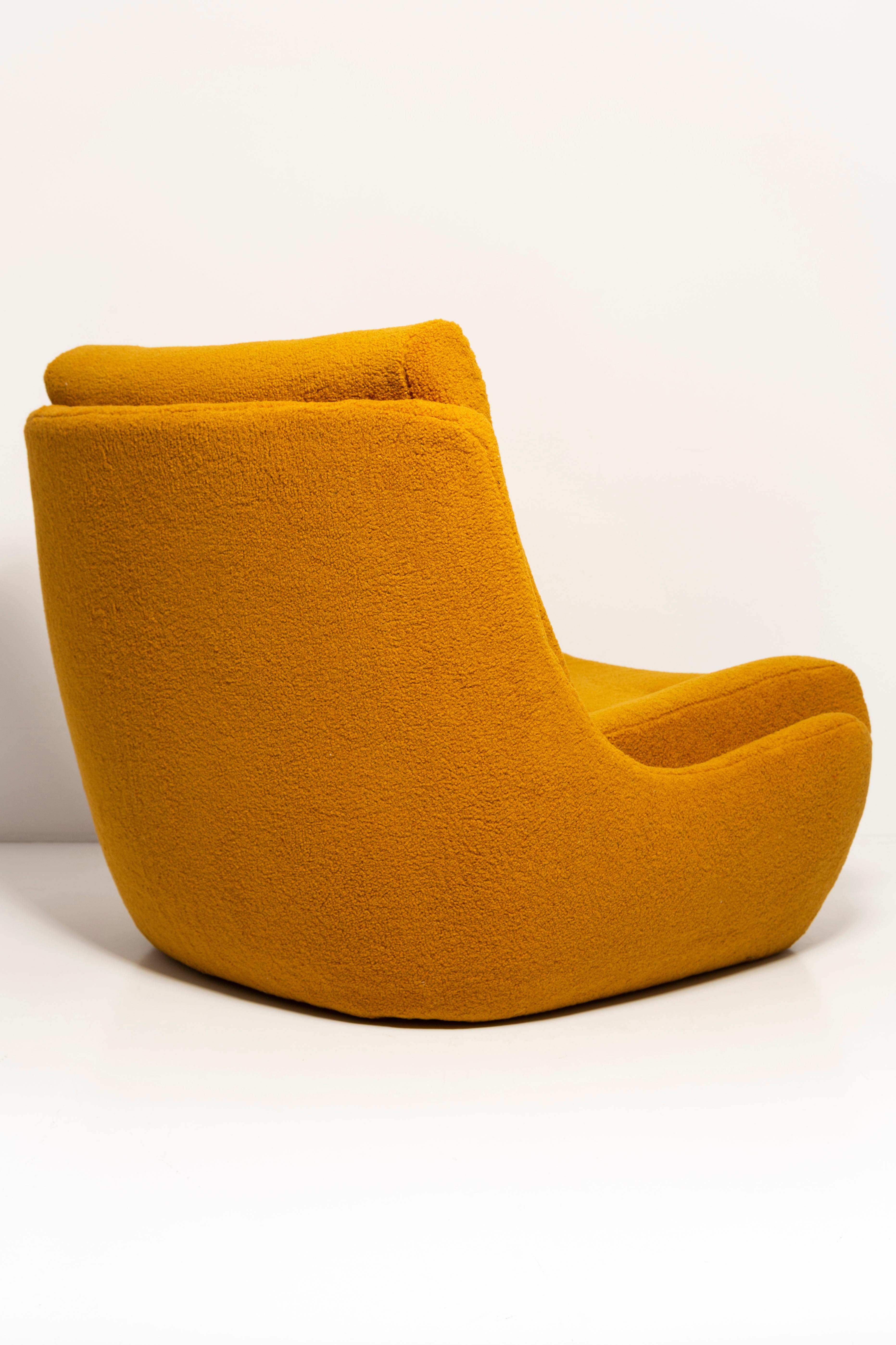 20th Century Vintage Ochre Yellow Boucle Atlantis Big Armchair, 1960s For Sale 1