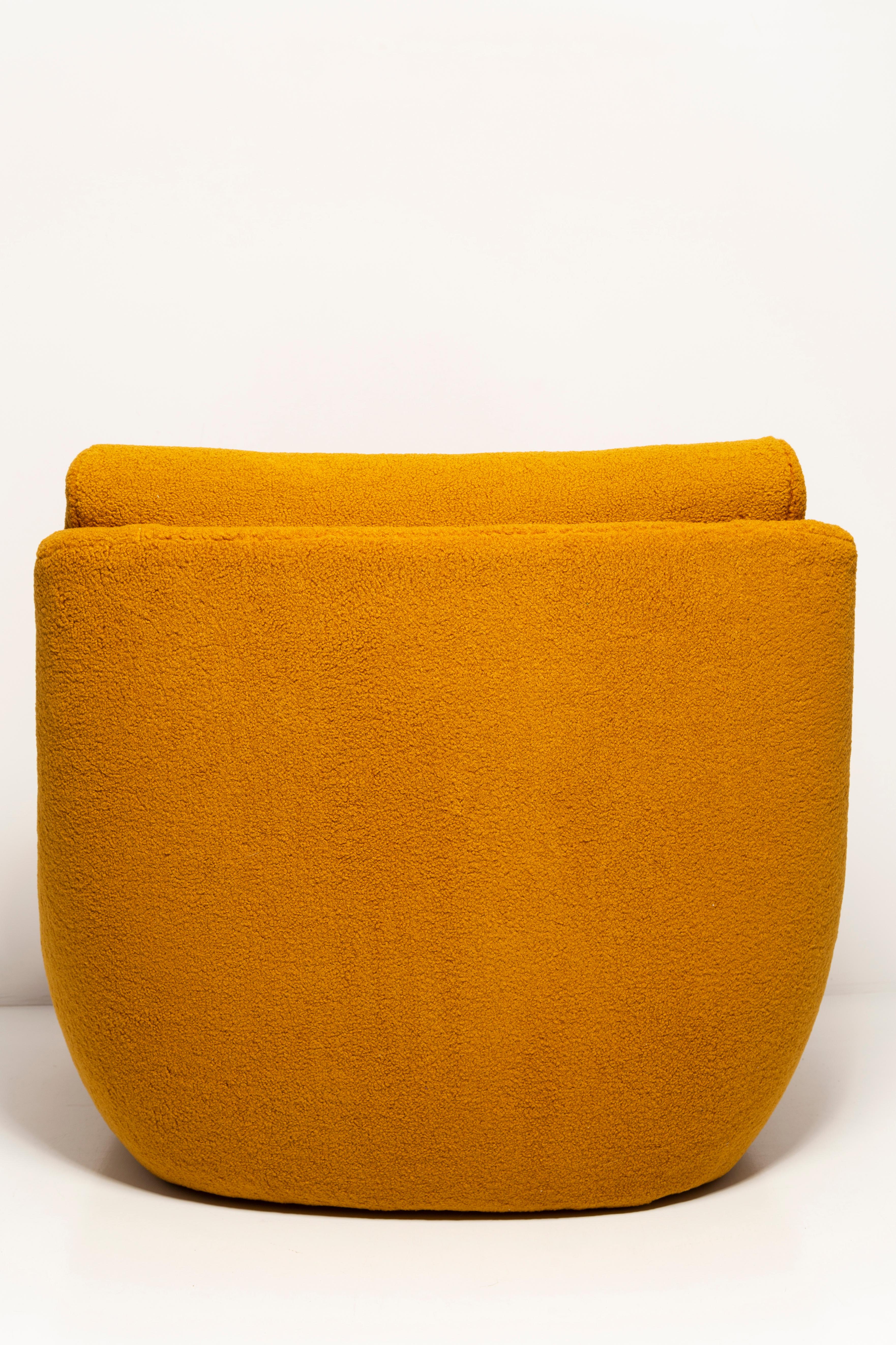 Velvet 20th Century Vintage Ochre Yellow Boucle Atlantis Big Armchair, 1960s For Sale