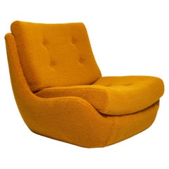 Grand fauteuil Atlantis jaune ocre bouclé vintage du 20ème siècle, années 1960