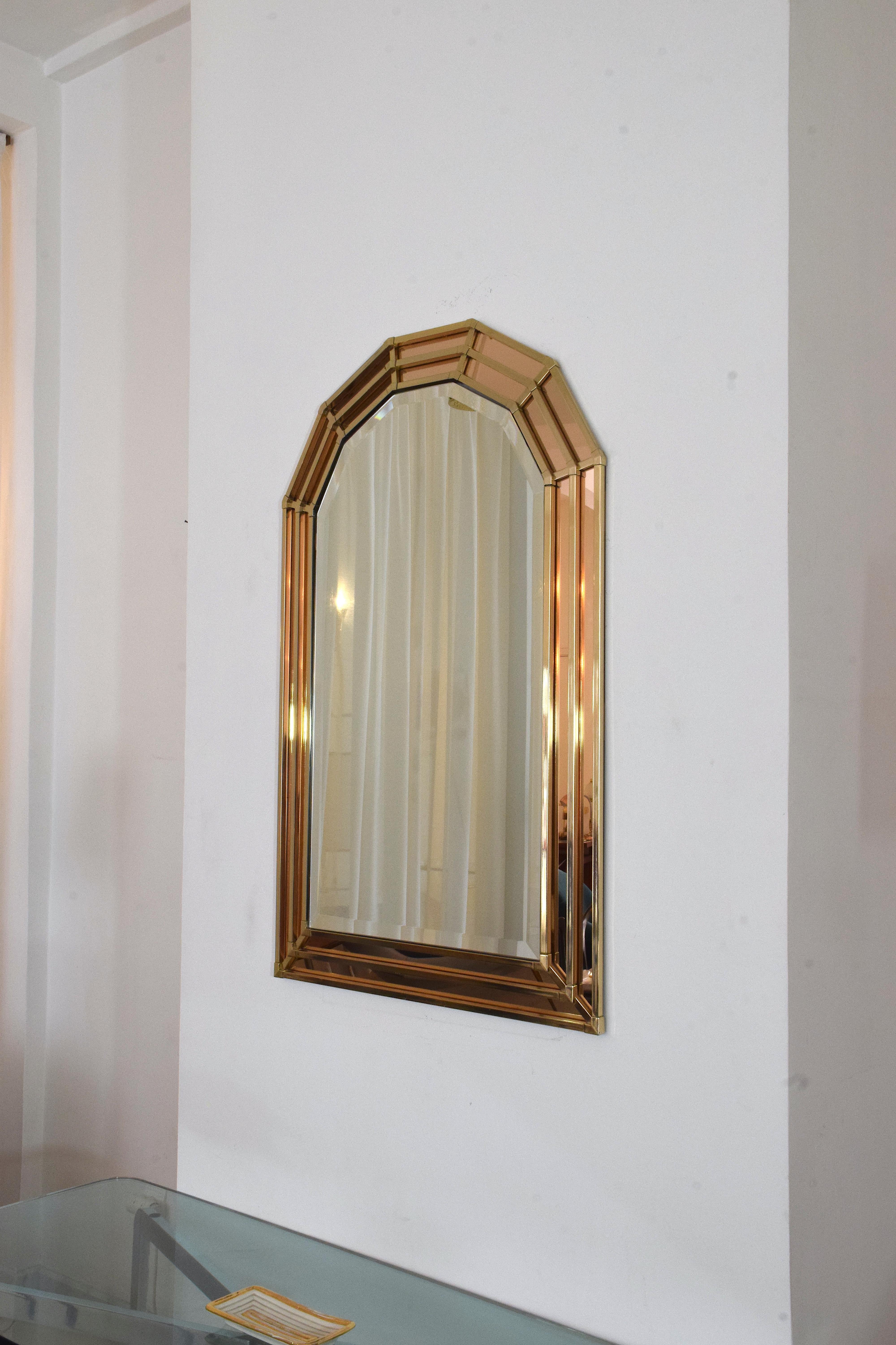 20th Century Vintage Octagon Brass Mirror, 1970s 5