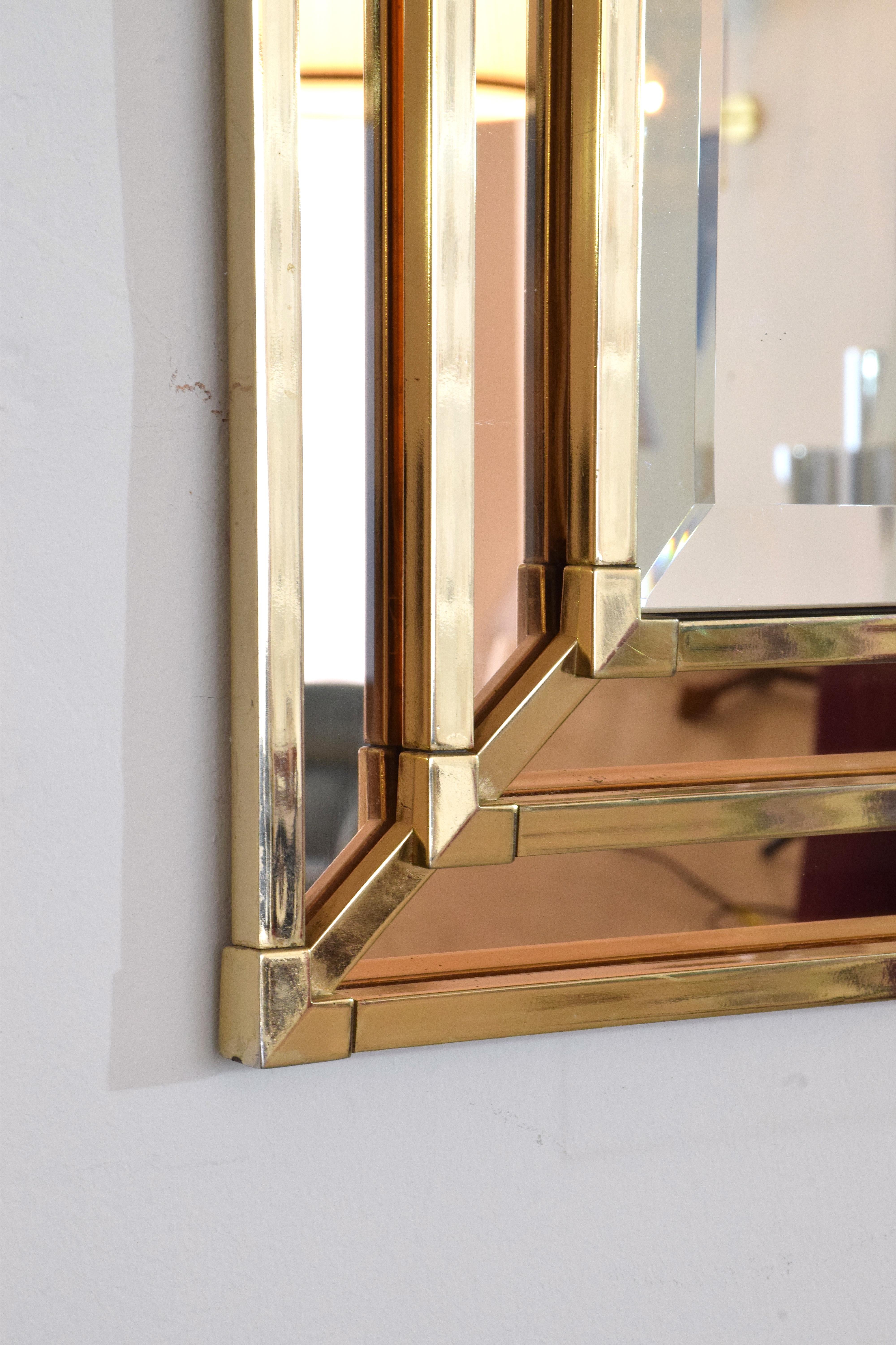 European 20th Century Vintage Octagon Brass Mirror, 1970s