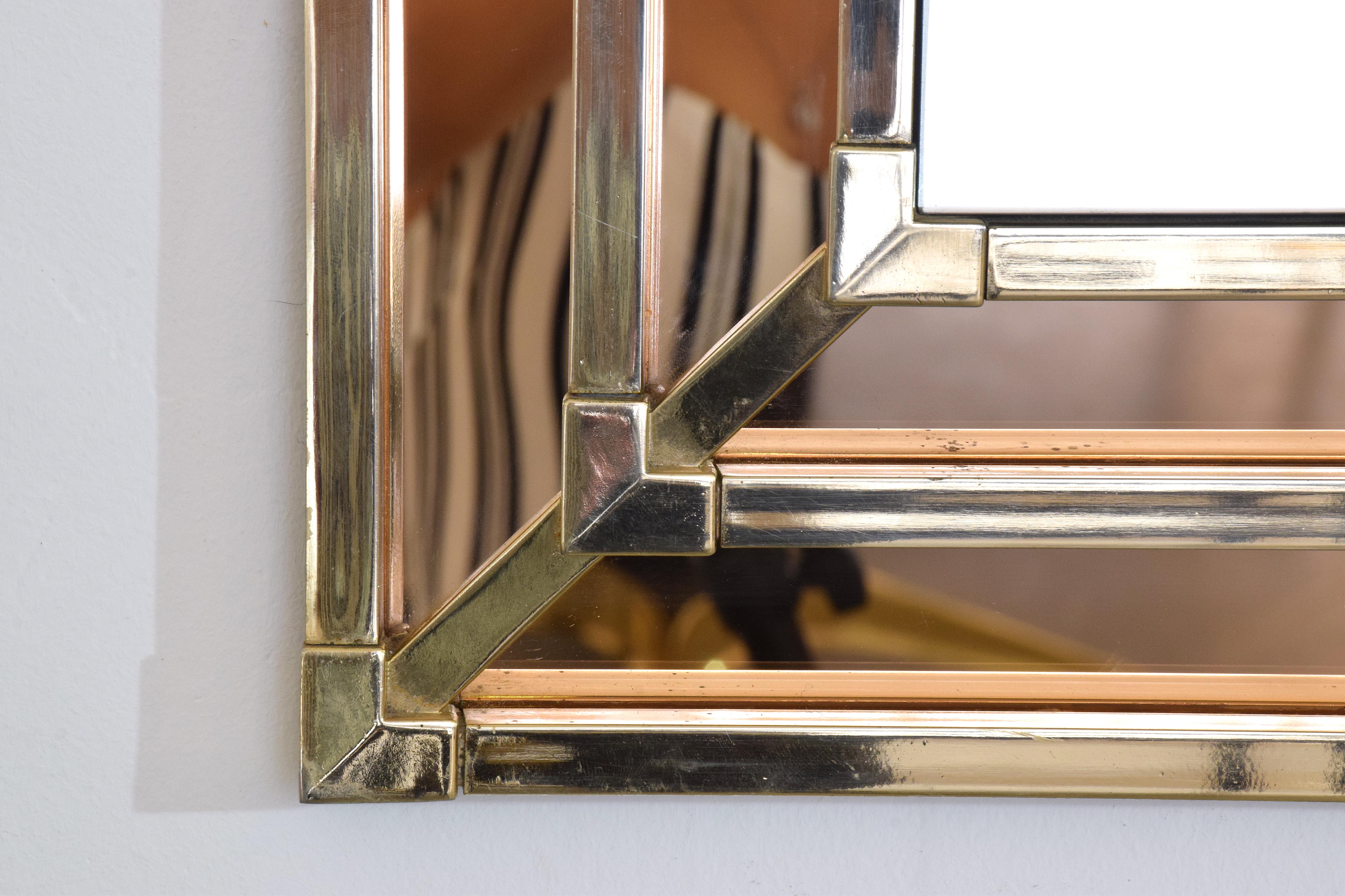 20th Century Vintage Octagon Brass Mirror, 1970s 1