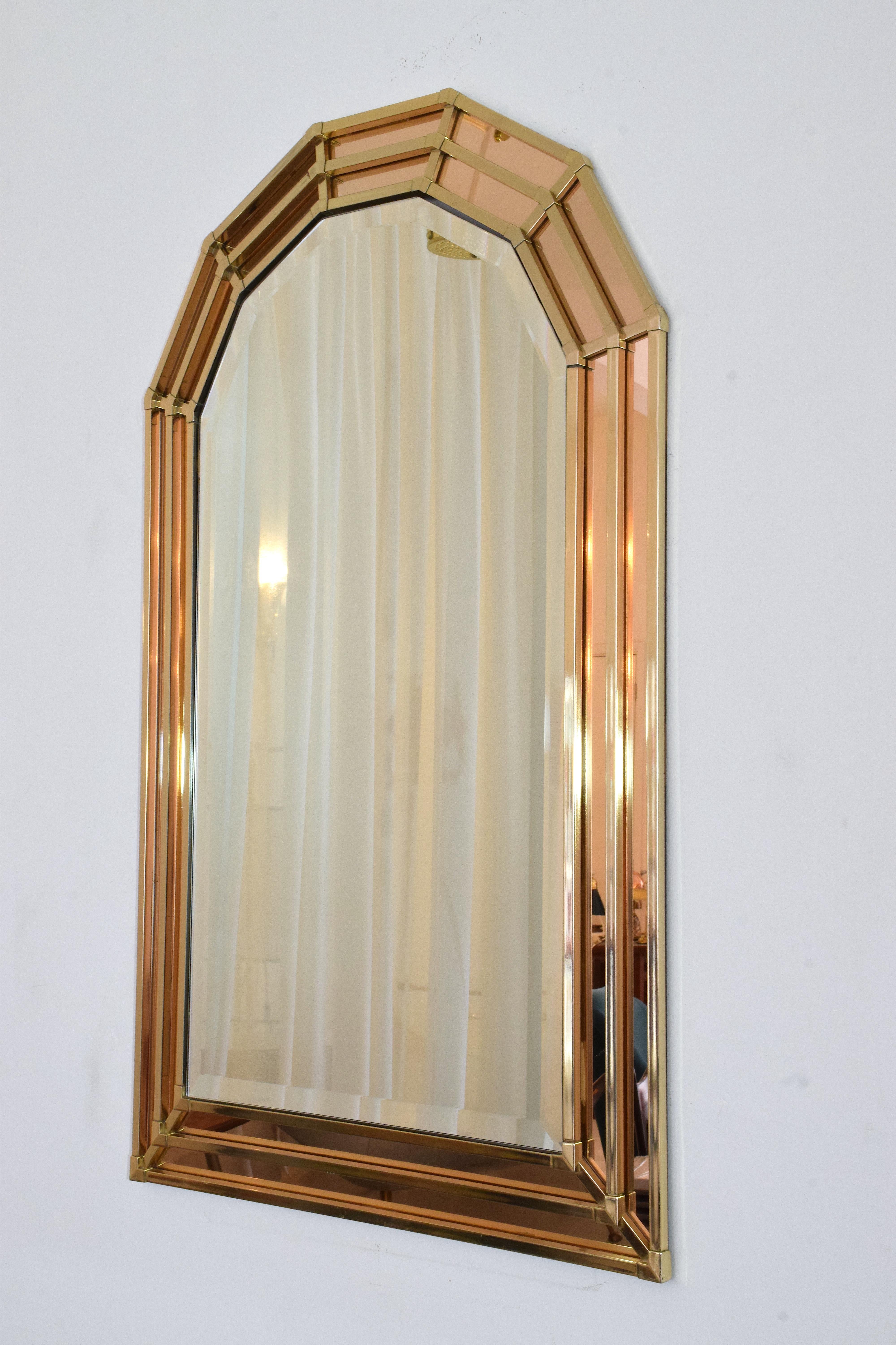20th Century Vintage Octagon Brass Mirror, 1970s 4