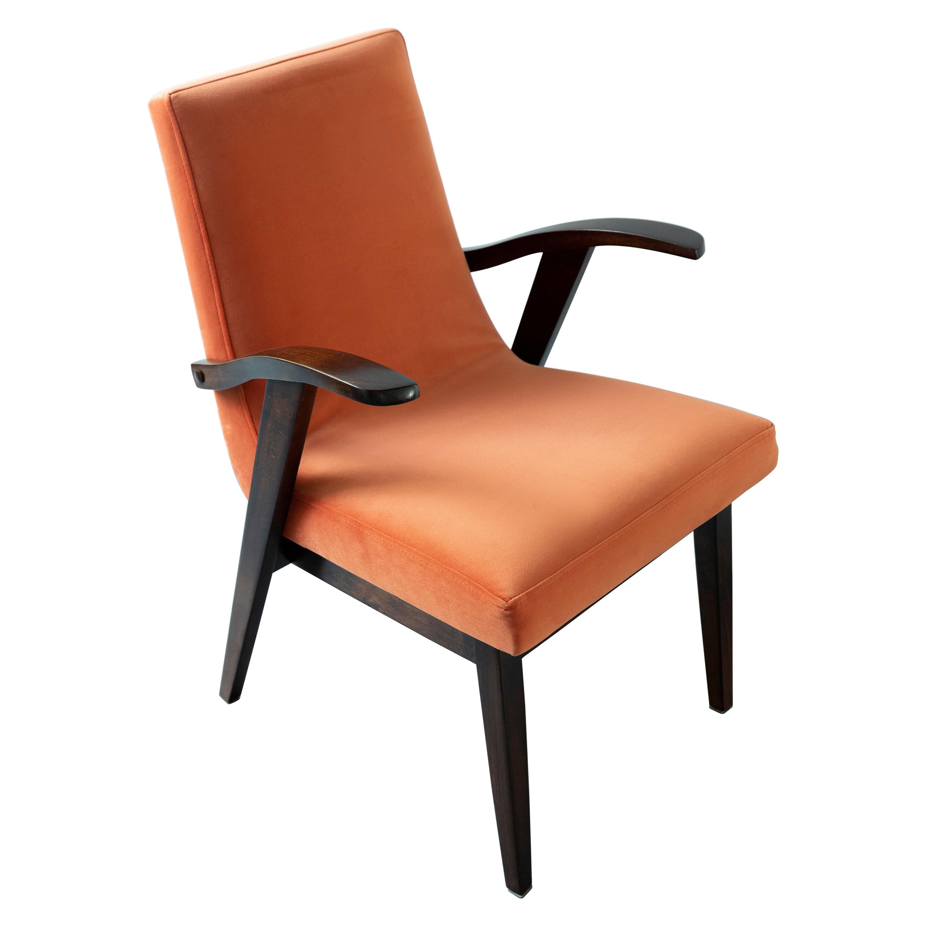 20th Century Vintage Orange Armchair by Mieczyslaw Puchala, 1960s For Sale