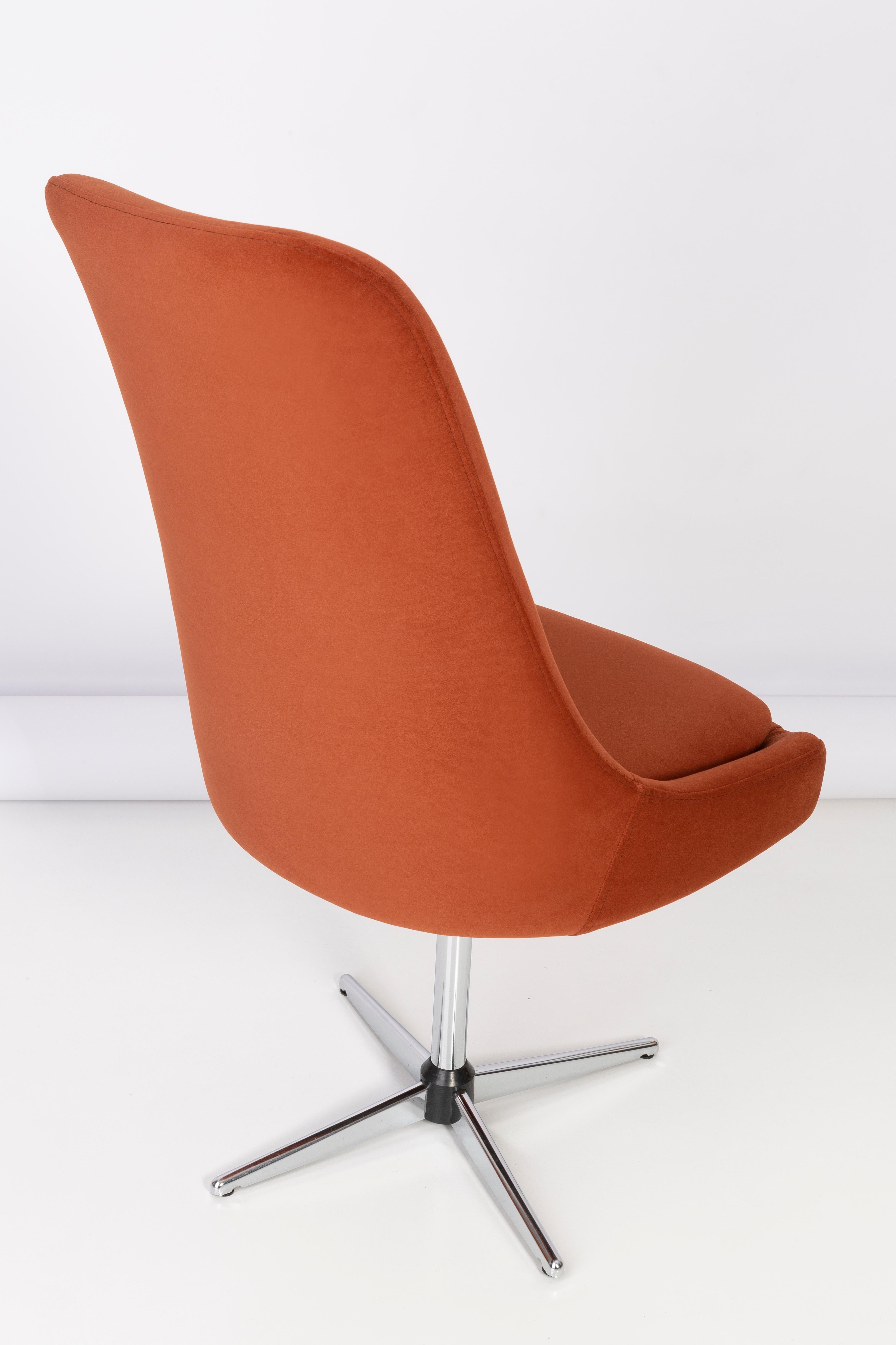 orange velvet swivel chair