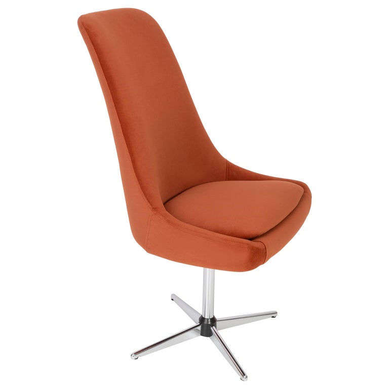20th Century Vintage Orange Ochra Velvet Swivel Armchair 1960s For Sale At 1stdibs
