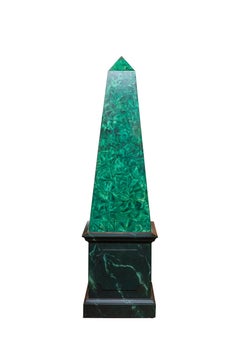 20th Century Vintage Pair of Large Faux Malachite Obelisks
