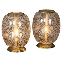 20ème siècle Vintage Paire de lampes de table en verre Murano Glass, Made In Venice, Italy