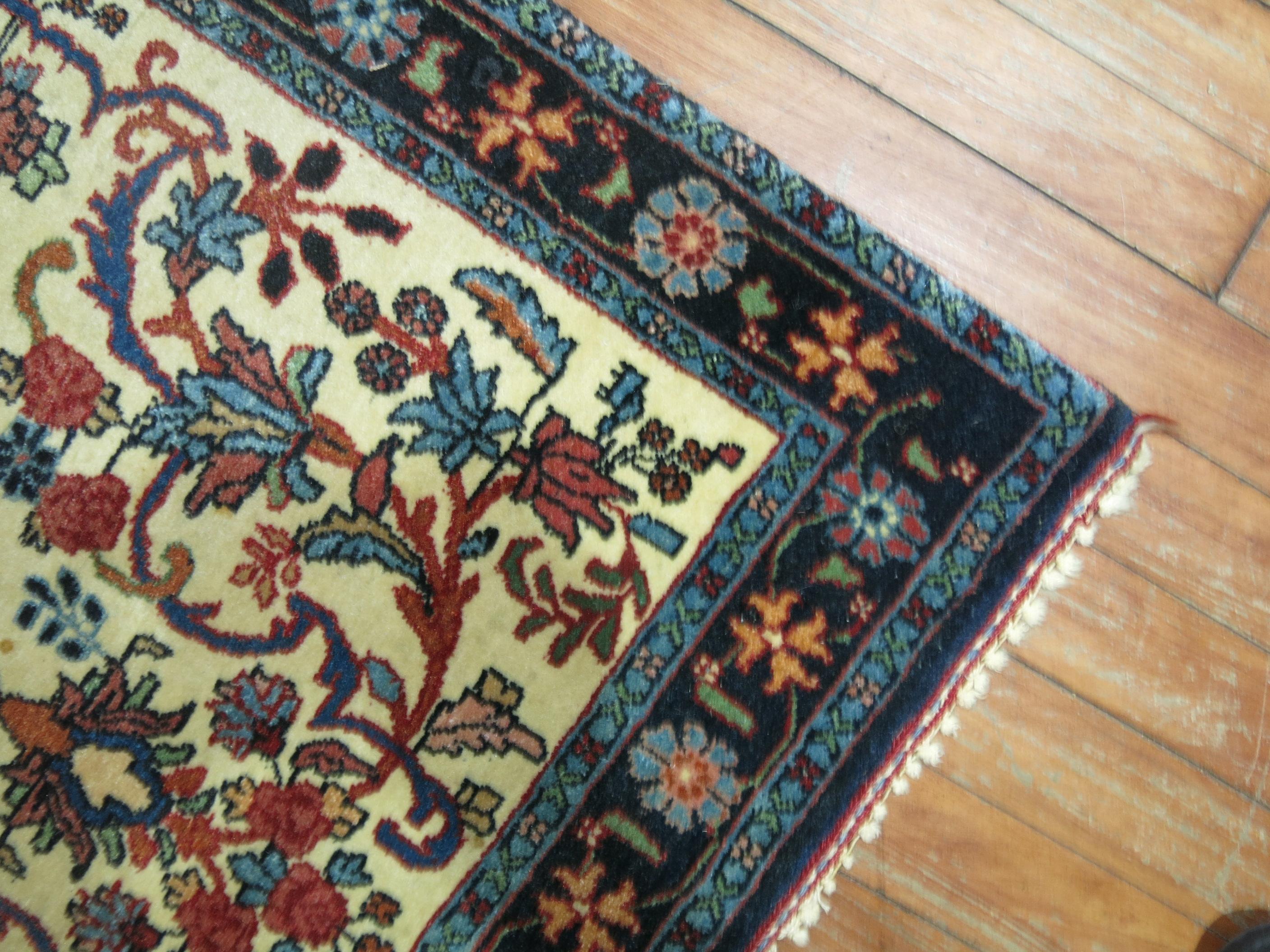 Hand-Woven 20th Century Vintage Persian Bidjar Square Mat Size Rug For Sale