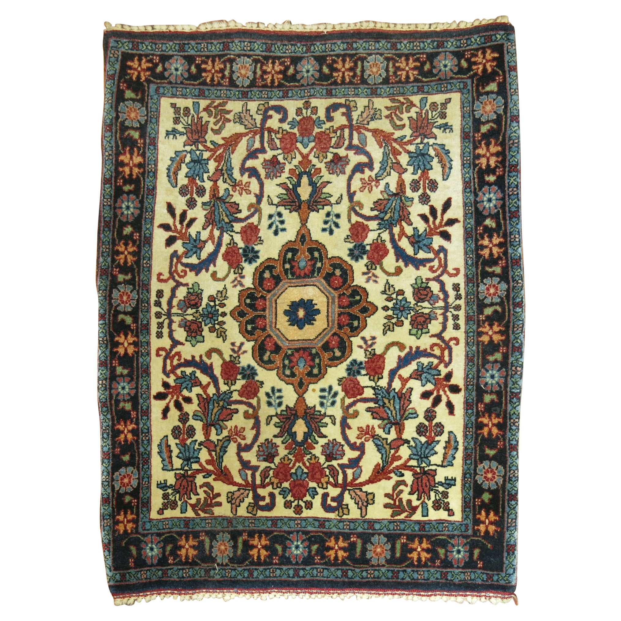 20th Century Vintage Persian Bidjar Square Mat Size Rug For Sale