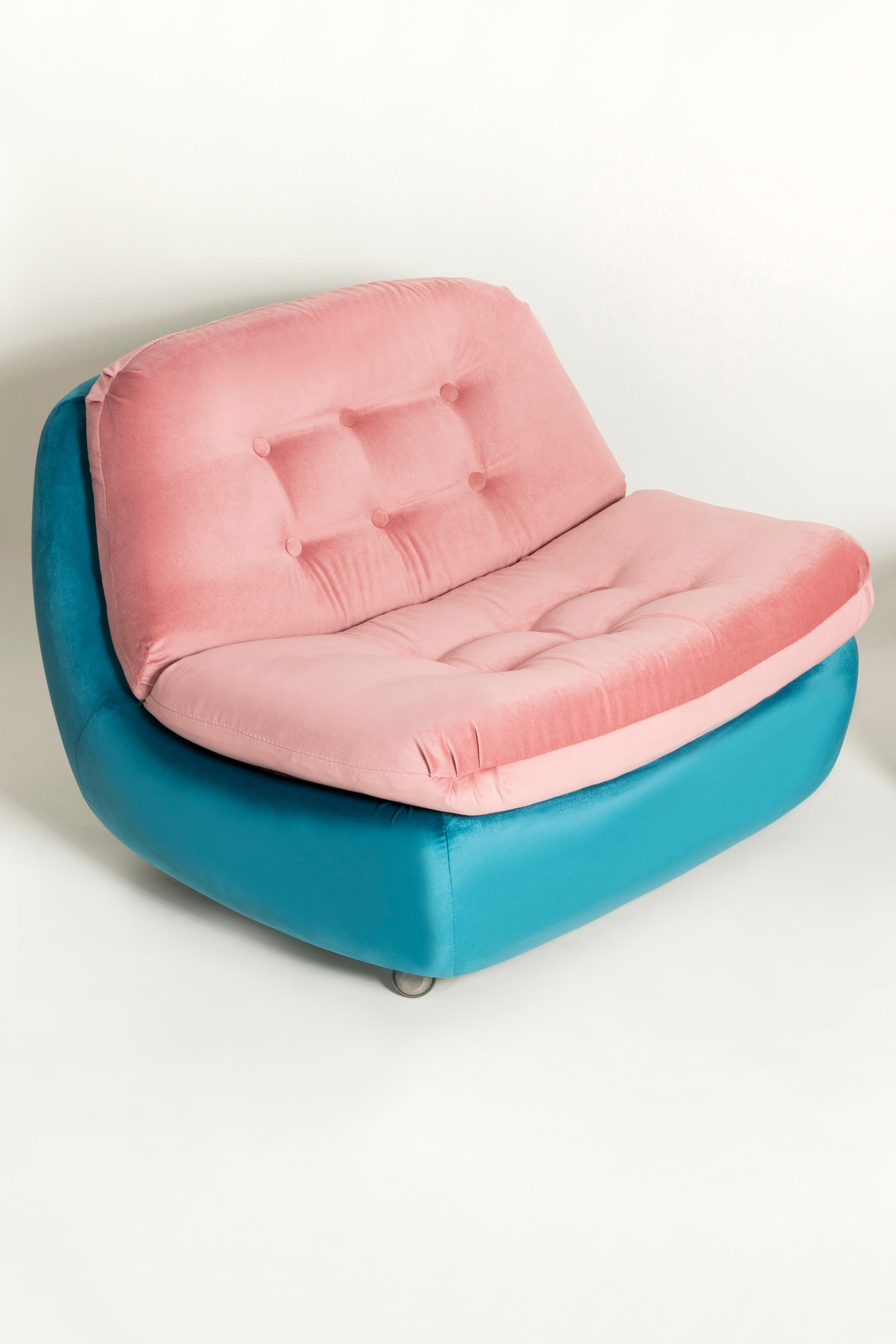 Mid-Century Modern 20th Century Vintage Pink and Blue Atlantis Armchair, 1960s For Sale