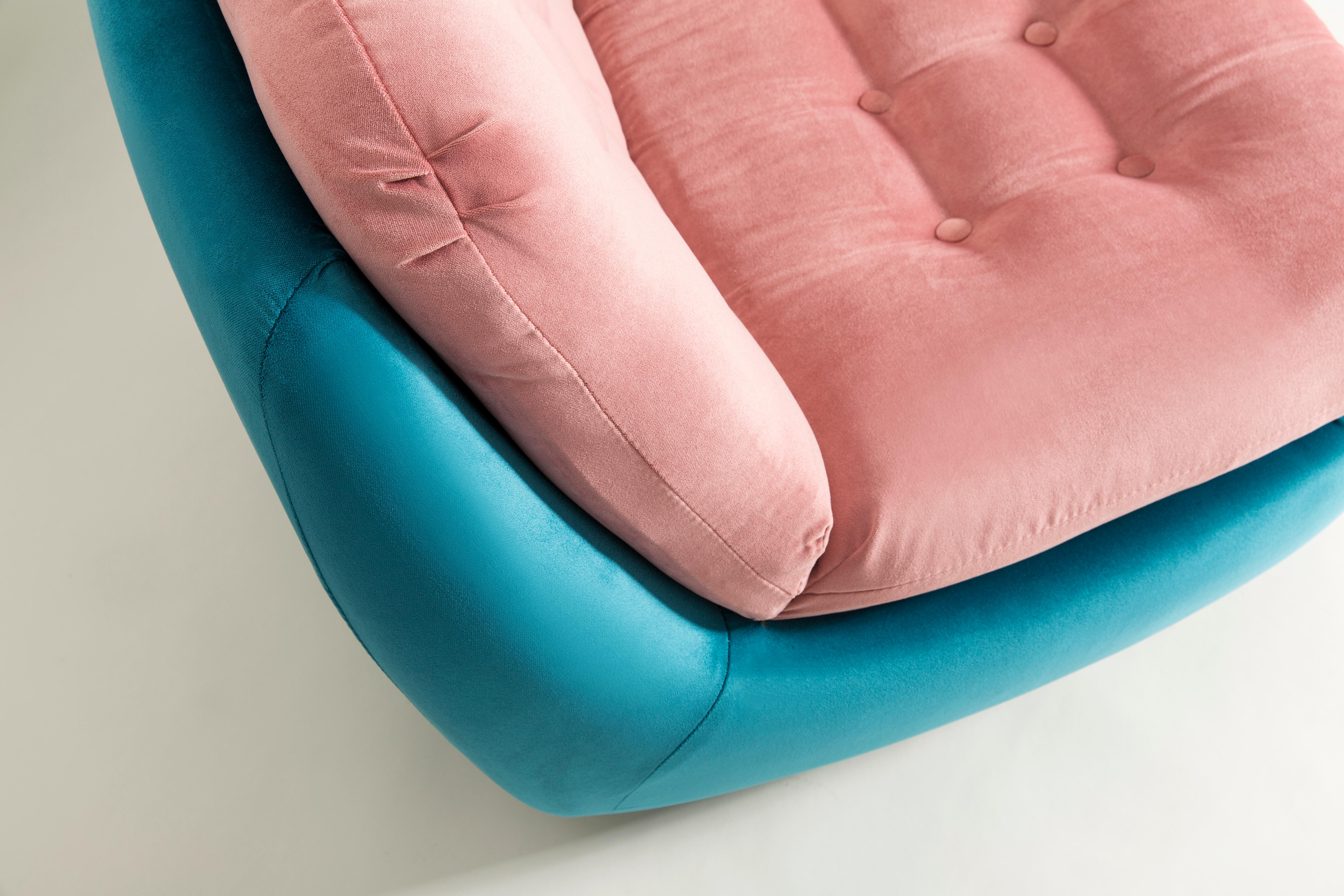 Hand-Crafted 20th Century Vintage Pink and Blue Atlantis Armchair, 1960s For Sale