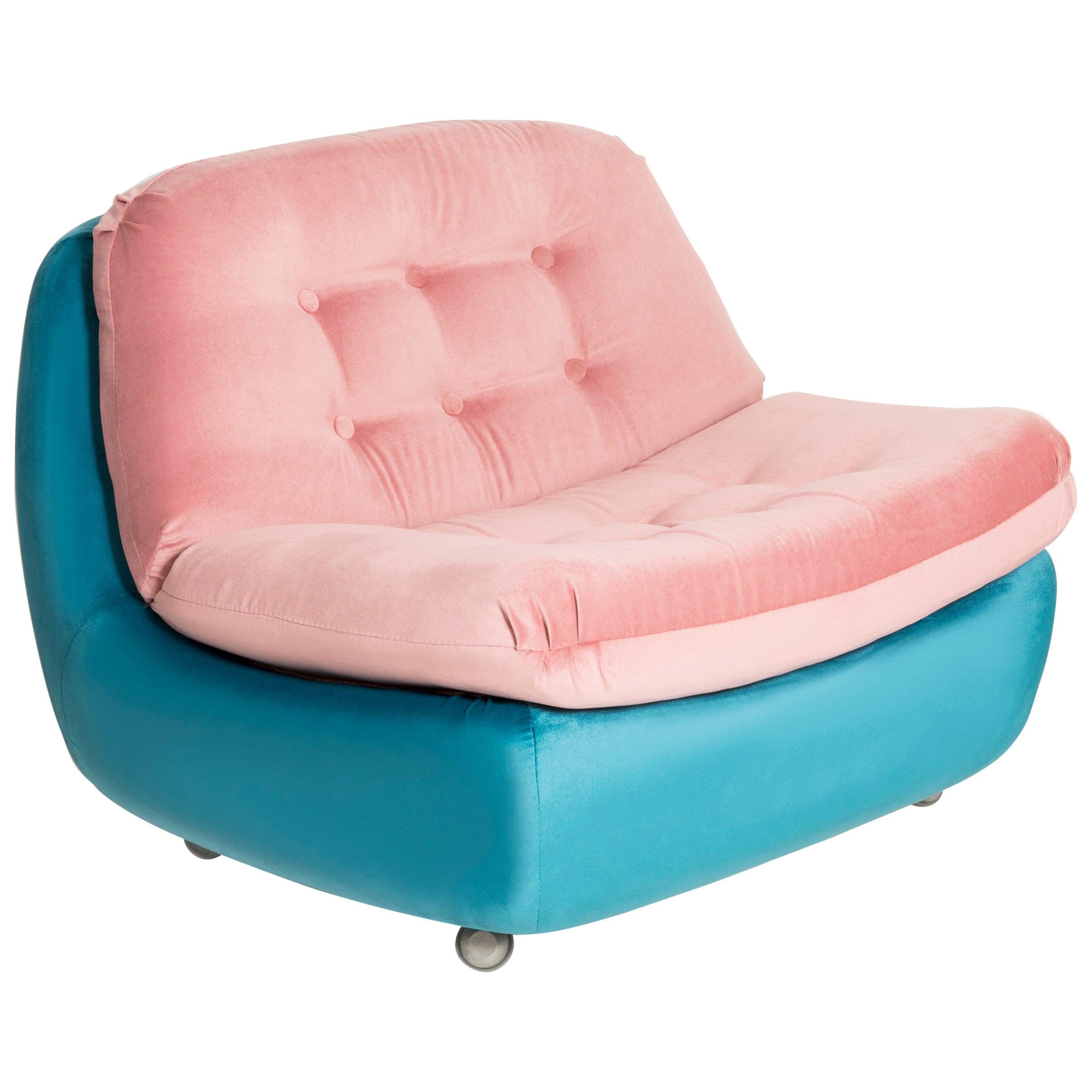 Fauteuil Atlantis rose et bleu vintage du XXe siècle, années 1960 en vente