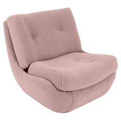 Grand fauteuil Atlantis en tissu bouclé rose poudré vintage du 20ème siècle, années 1960