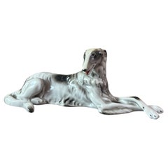 20th century Vintage Porcelain Russian Greyhound Sculpture, 1960s