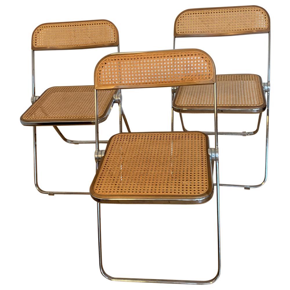20th Century Vintage Rattan Plia Chairs by Giancarlo Piretti for Castelli